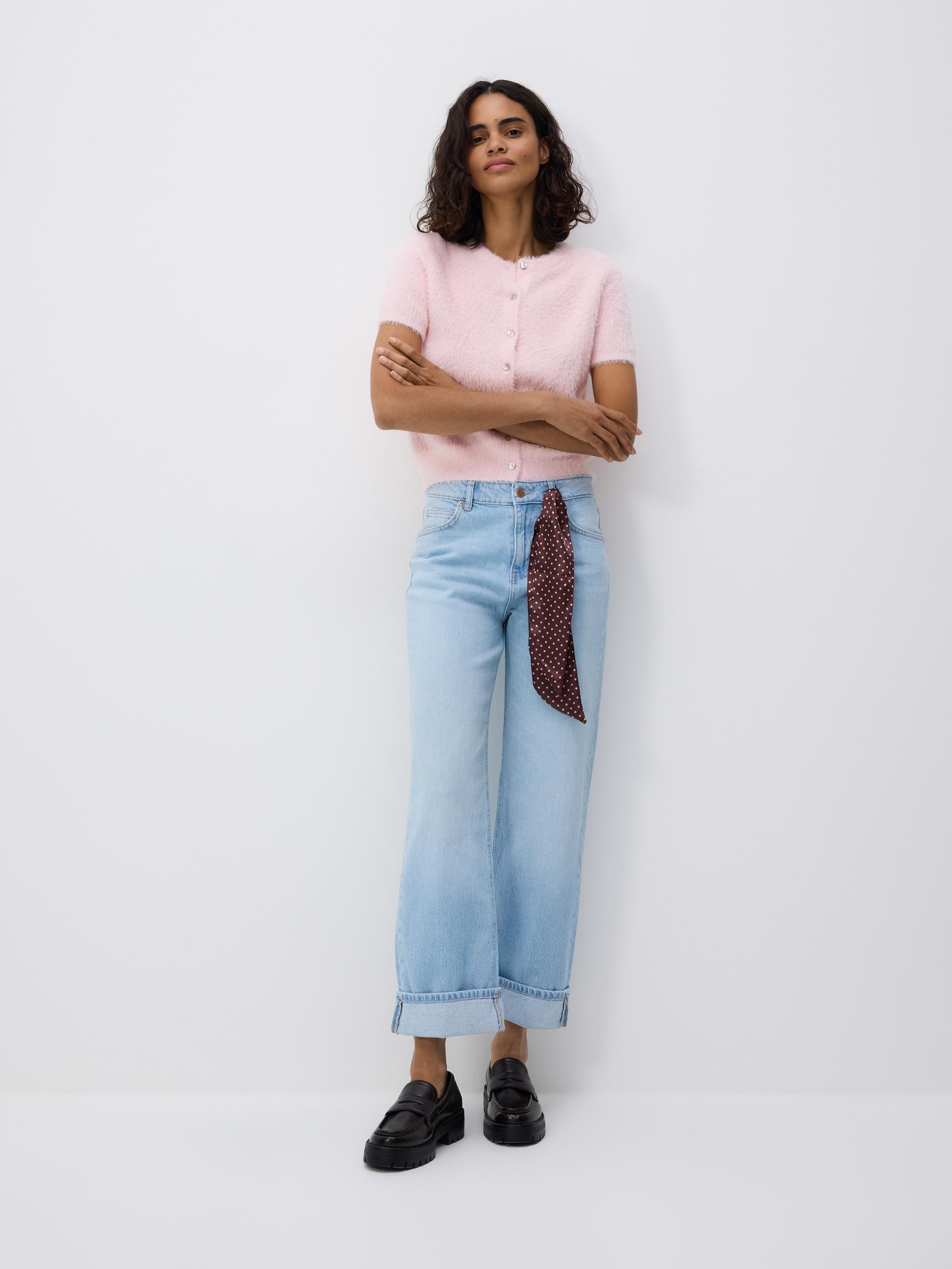 Blue Jeans Trousers & Scarf, Blue, medium