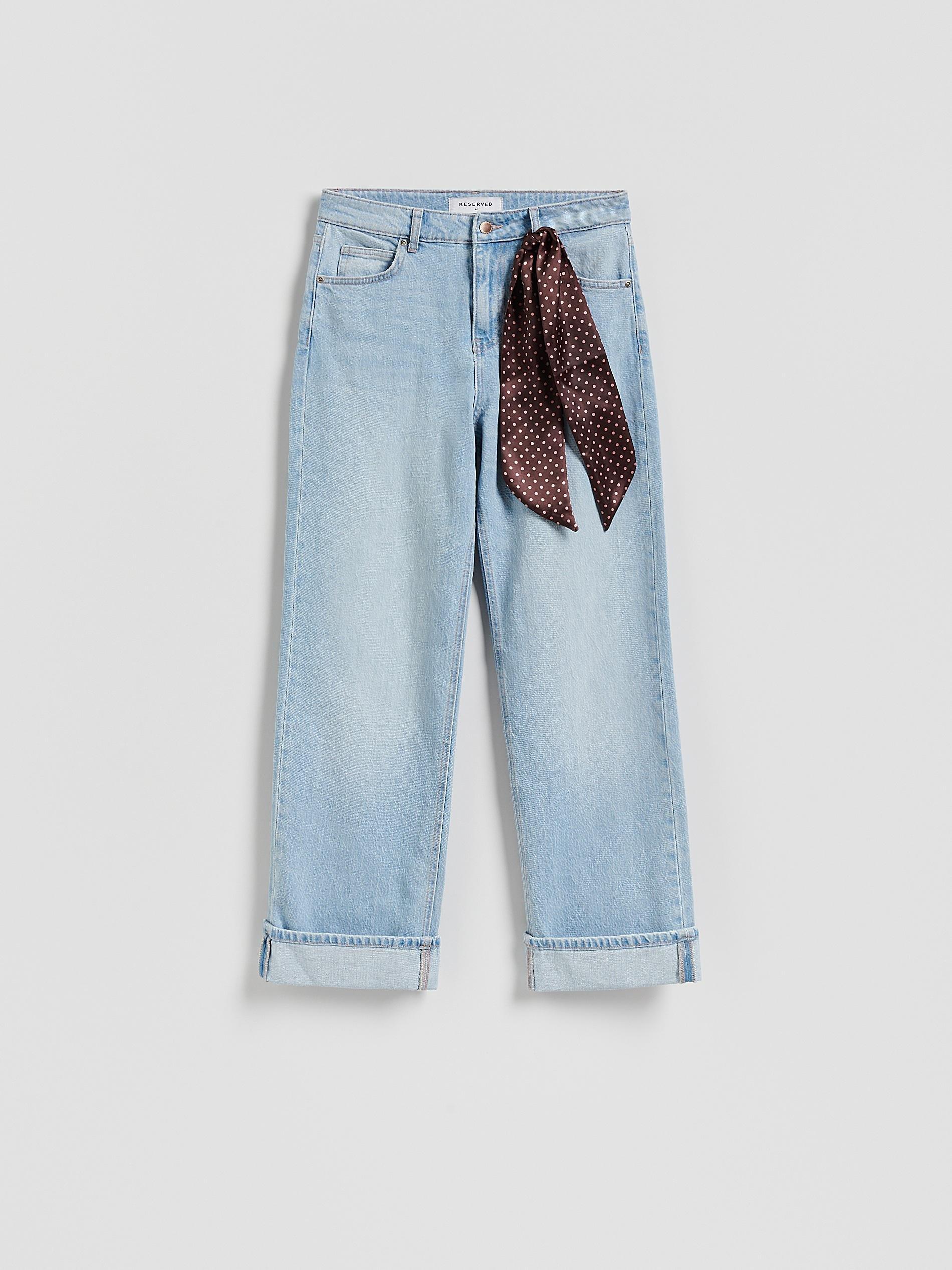 Blue Jeans Trousers & Scarf, Blue, large image number 3