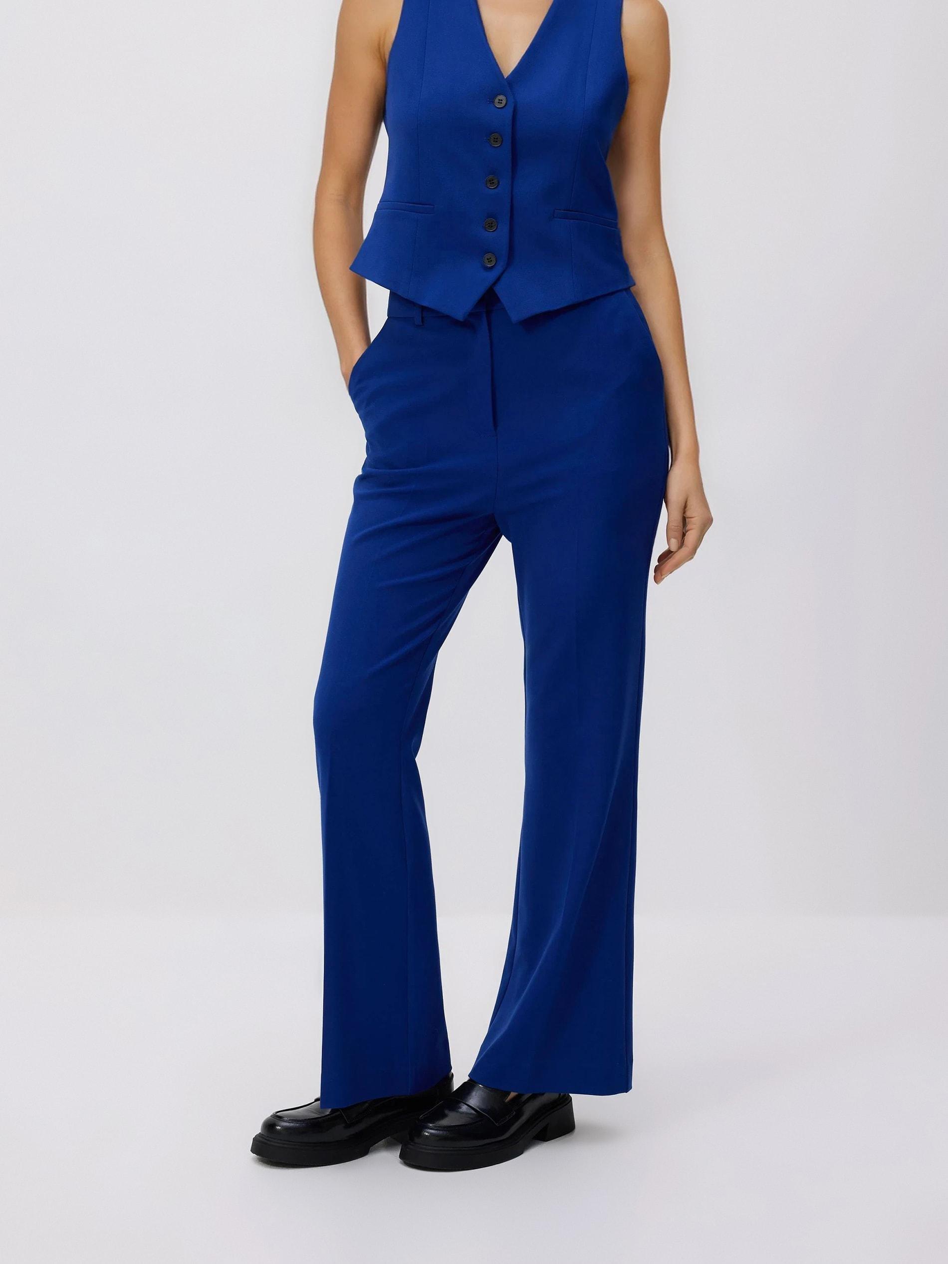Blue Flare Trousers With Pressed Crease, Blue, large image number 1