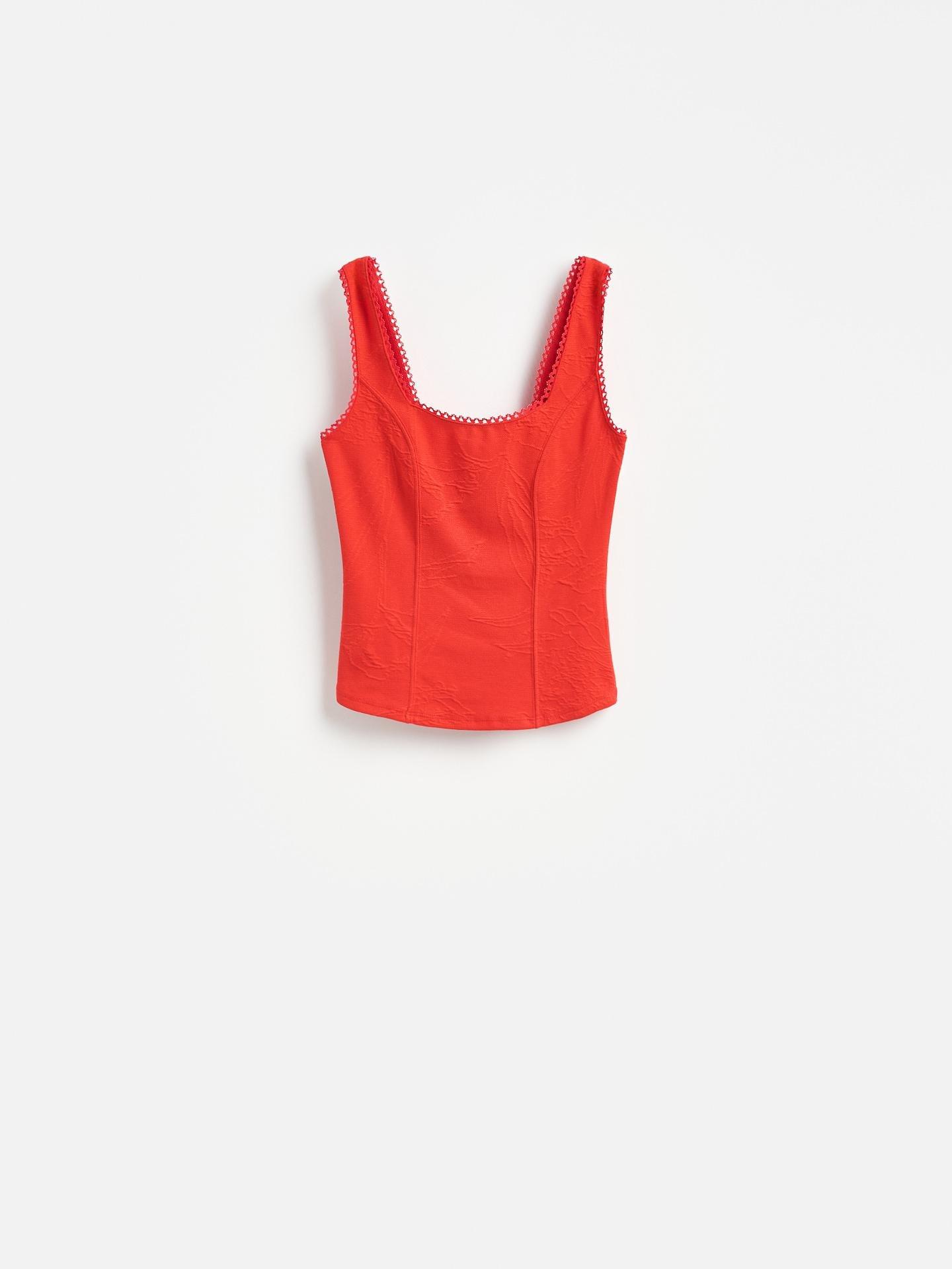 Red Top With Jacquard Pattern, Red, large image number 4