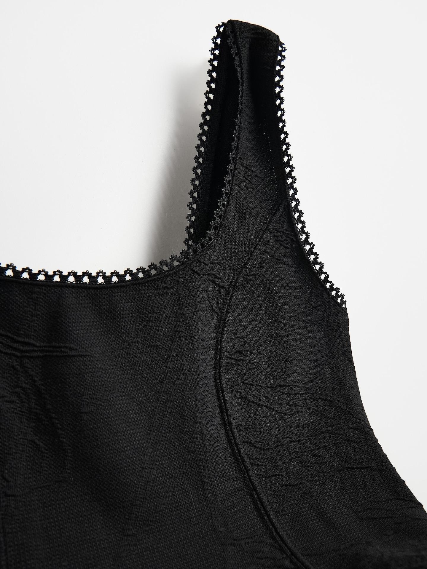 Black Top With Jacquard Pattern, Black, large image number 5