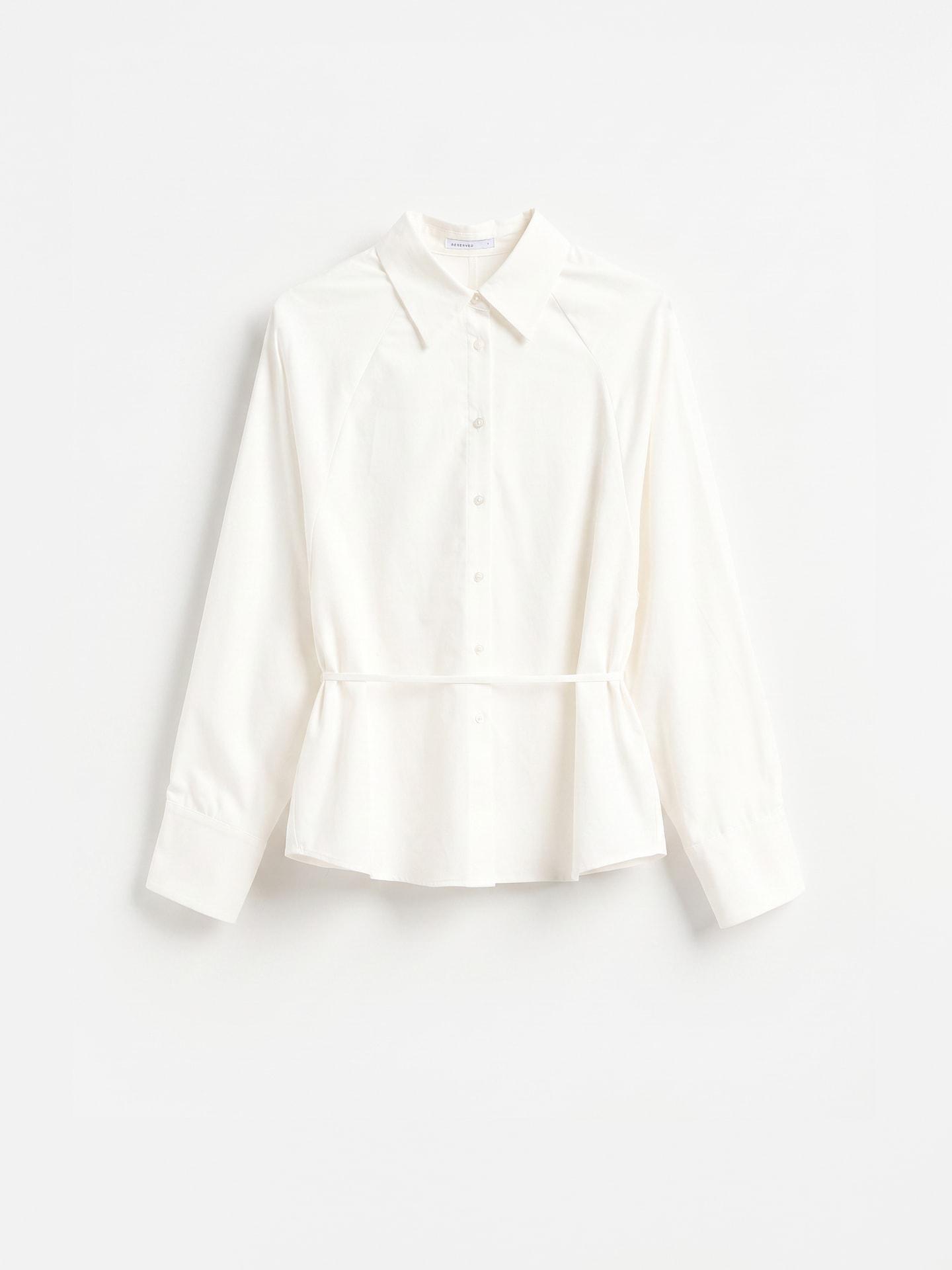 White Cotton Shirt With Tie Detail, White, medium