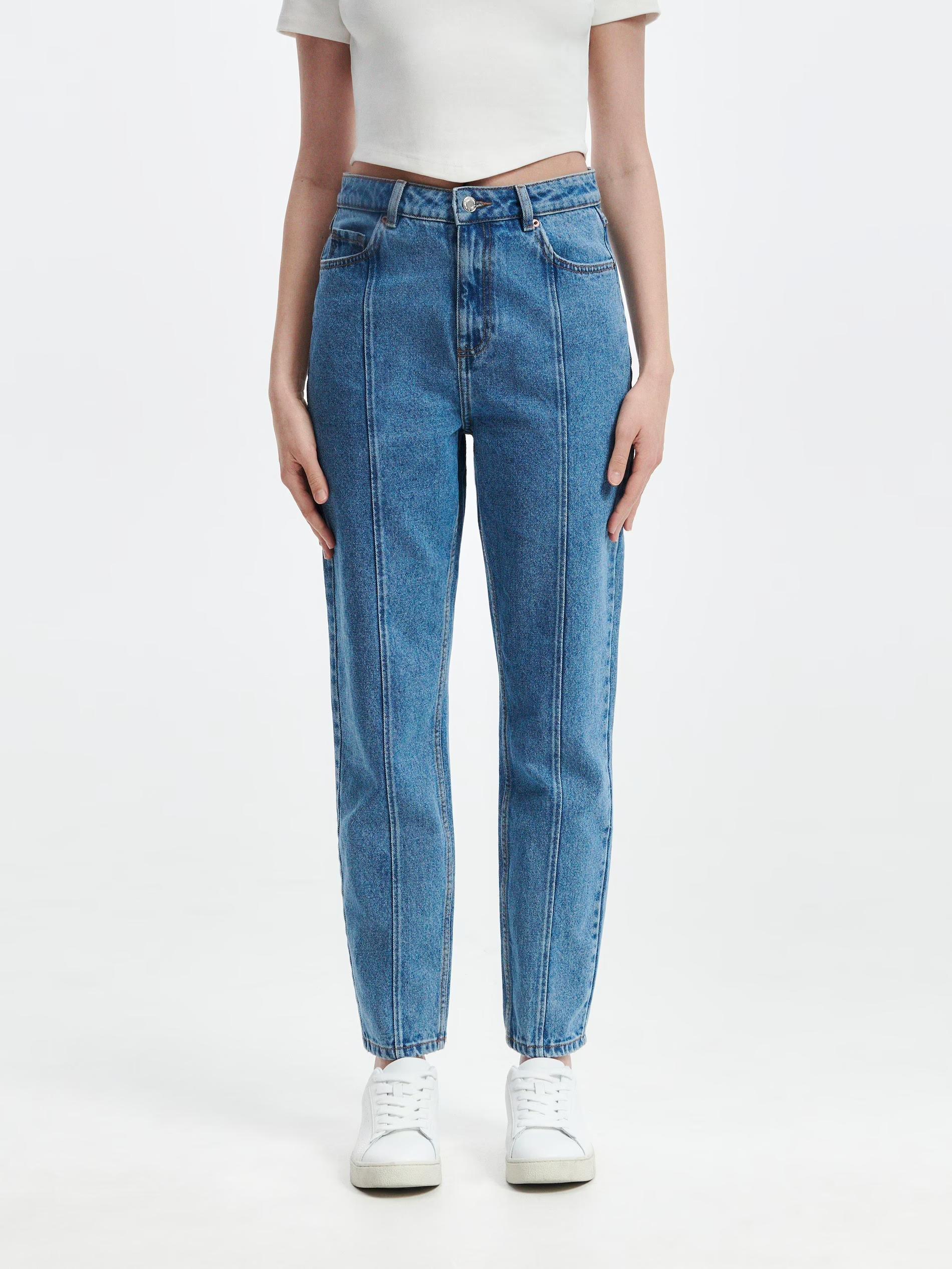 Blue Mom Jeans With Front Stitching, , large image number 2
