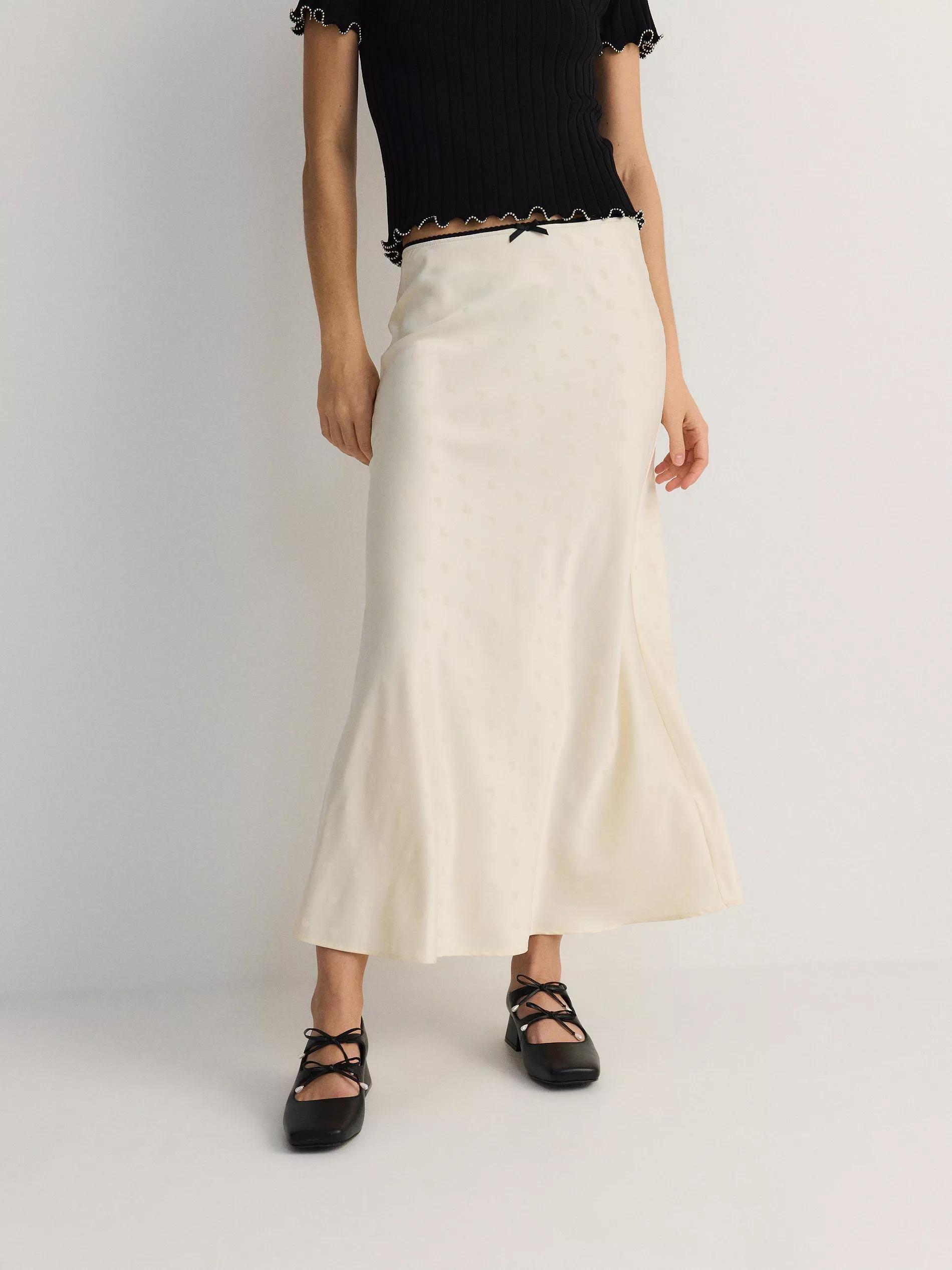 Cream Midi Skirt, , large image number 2