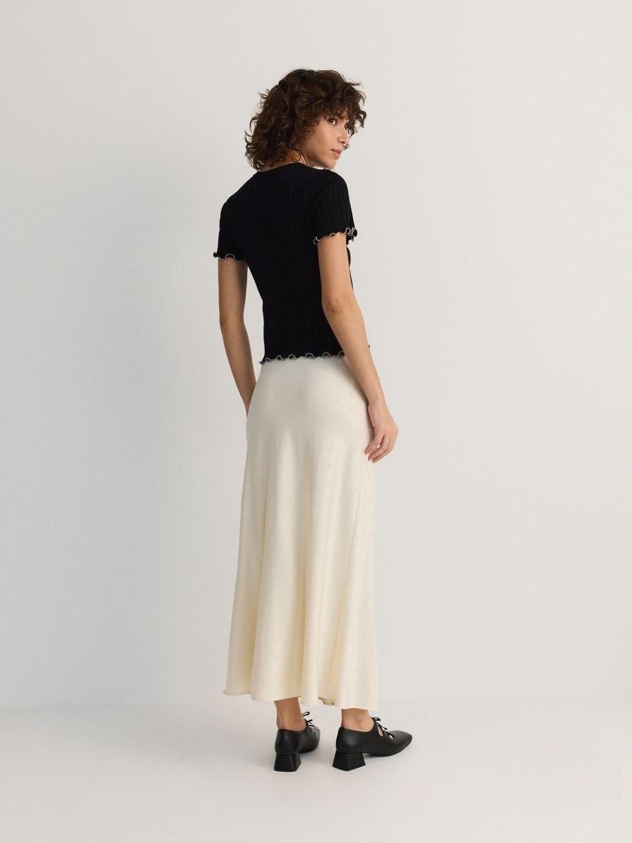 Cream Midi Skirt, , large image number 3