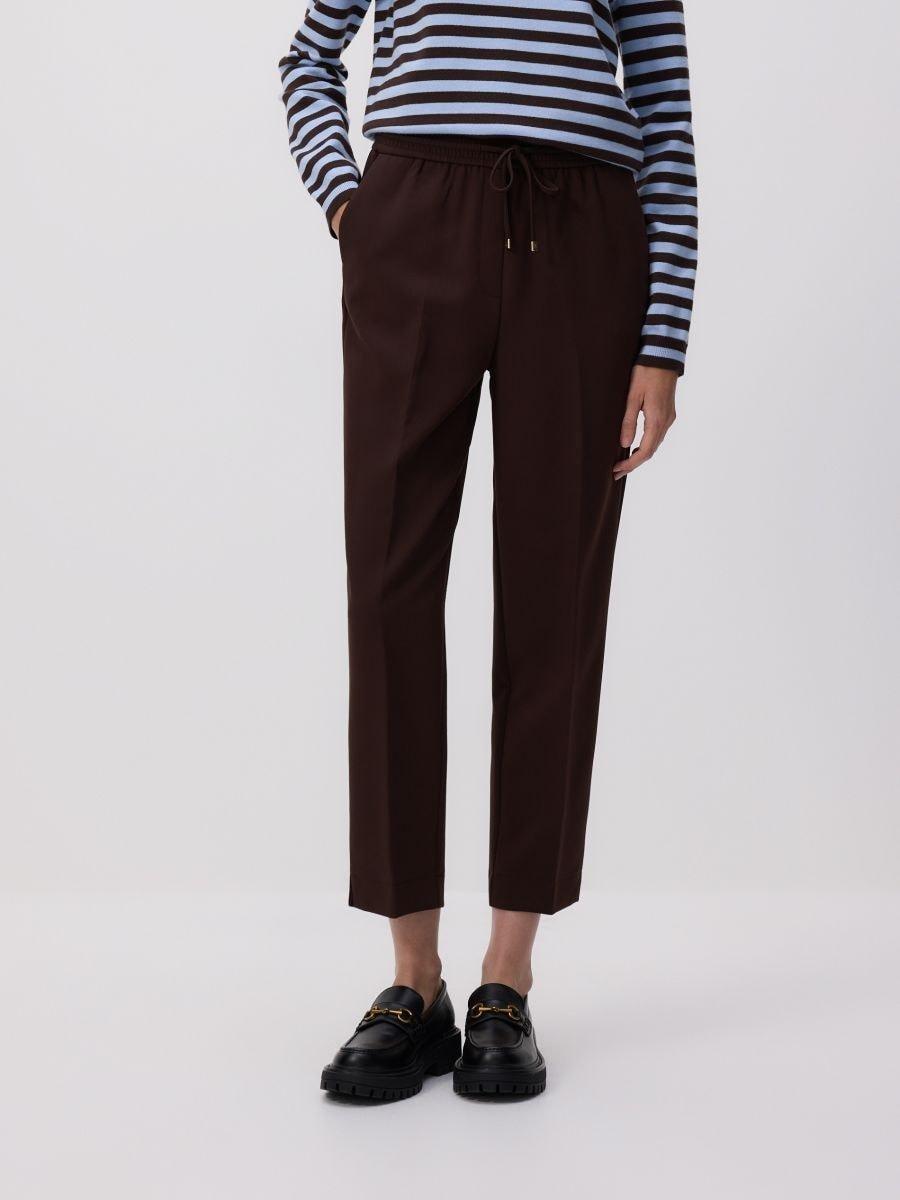 Brown Trousers With Pressed Crease, Brown, large image number 0
