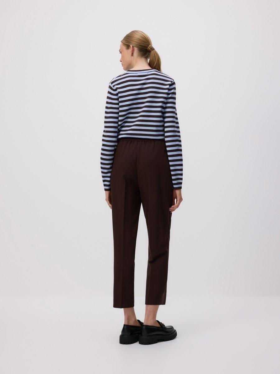 Brown Trousers With Pressed Crease, Brown, large image number 1