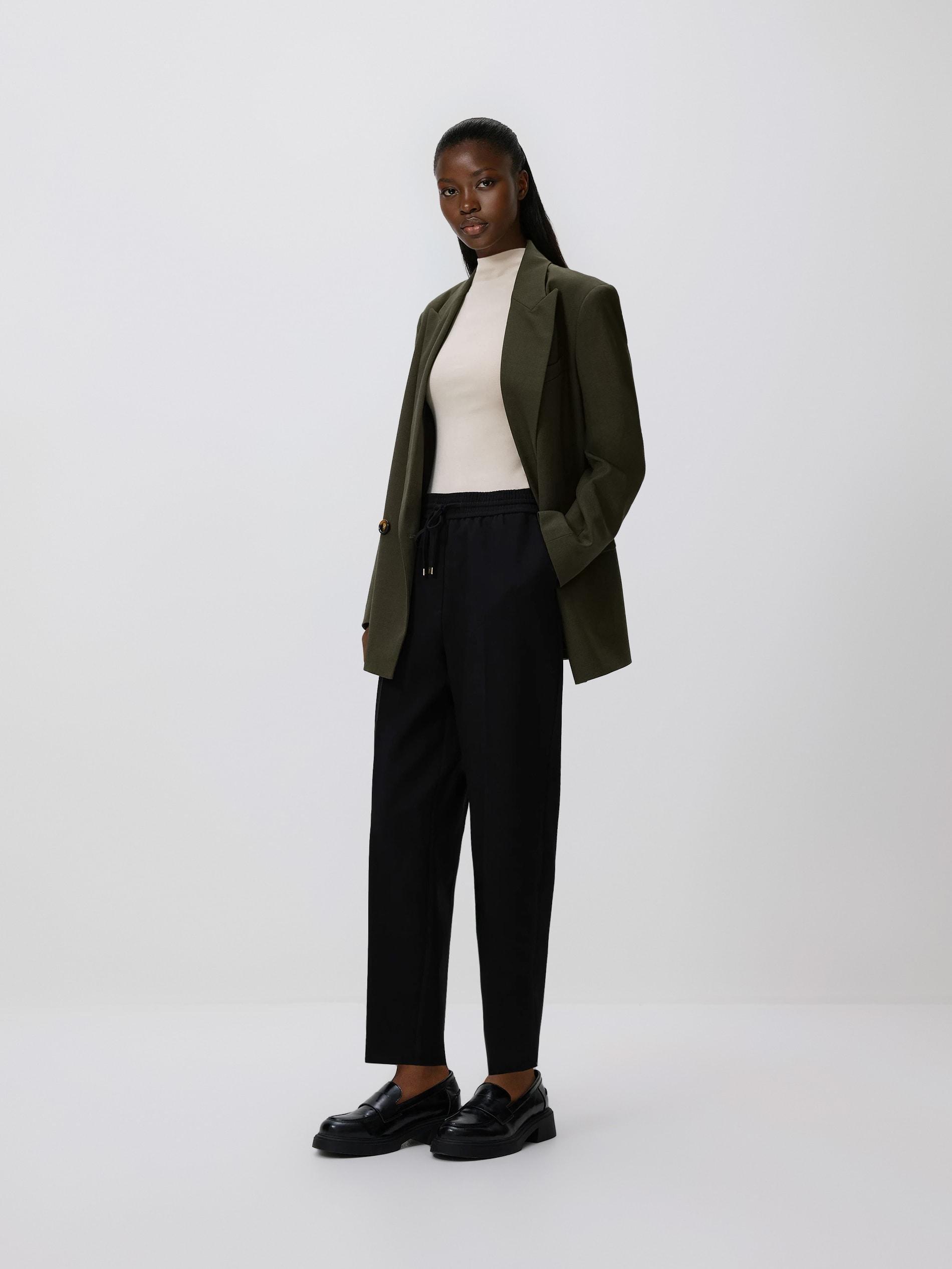 Black Trousers With Pressed Crease, Black, large image number 0