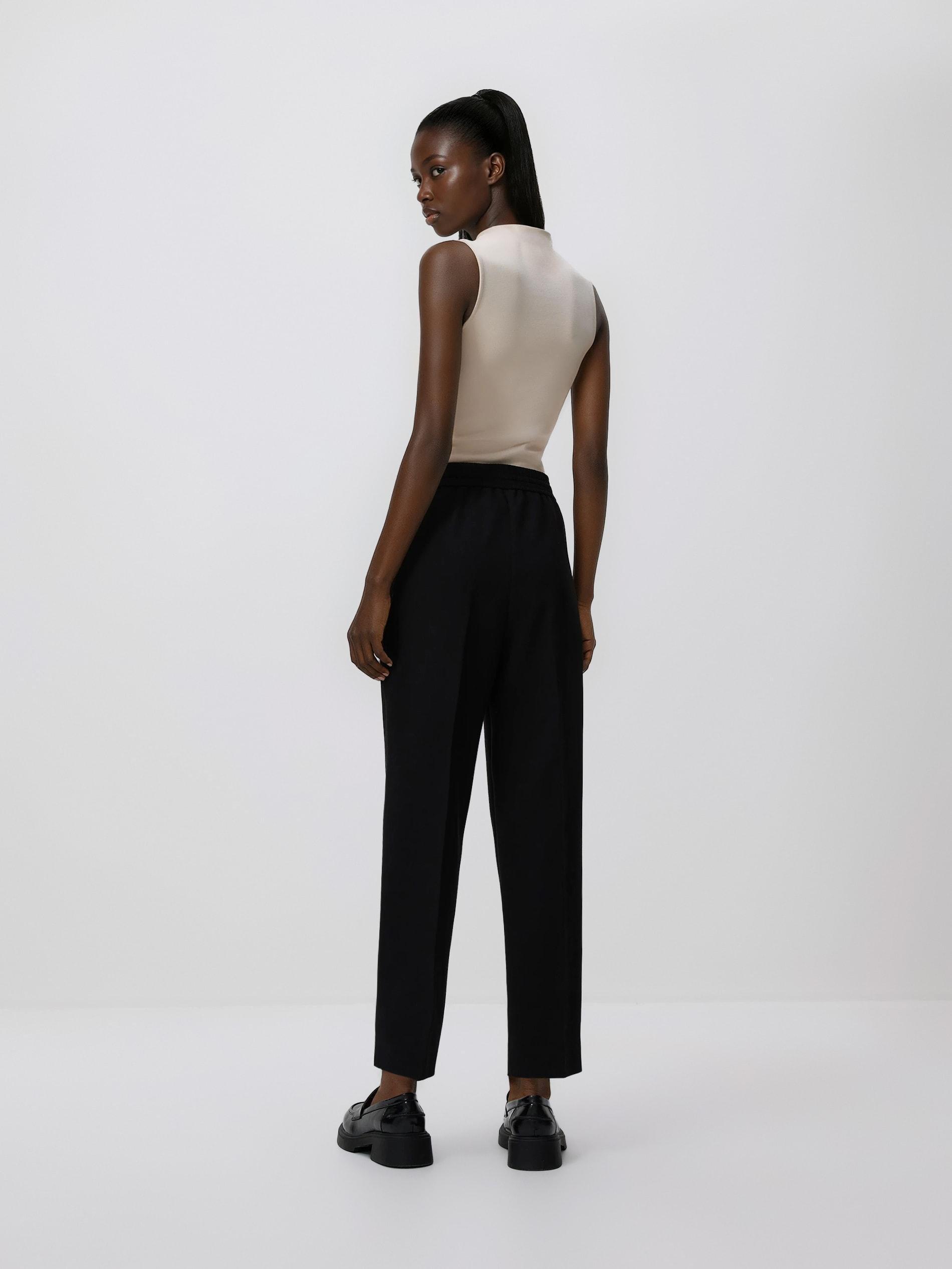 Black Trousers With Pressed Crease, Black, large image number 2