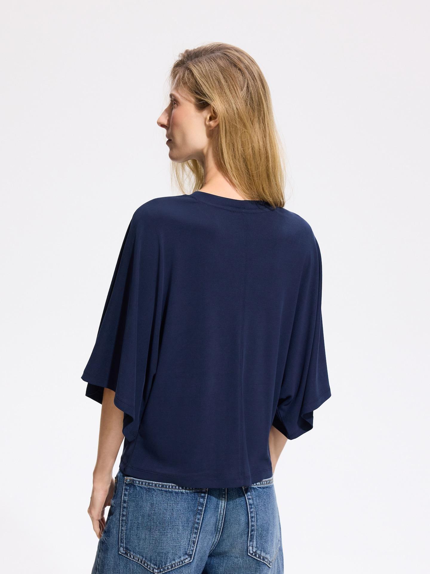 Blue Viscose Blend Blouse, Navy, large image number 2