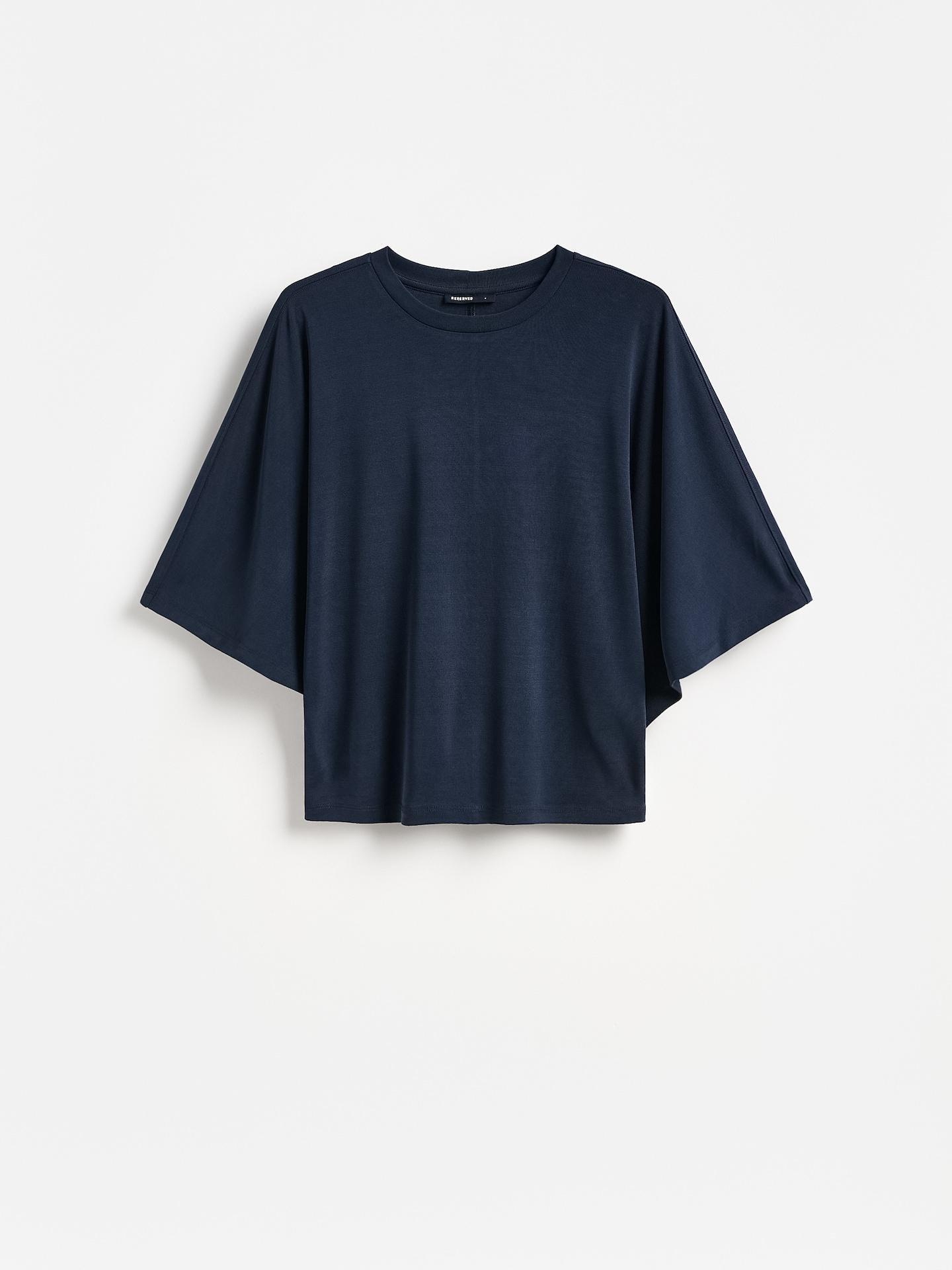 Blue Viscose Blend Blouse, Navy, large image number 4