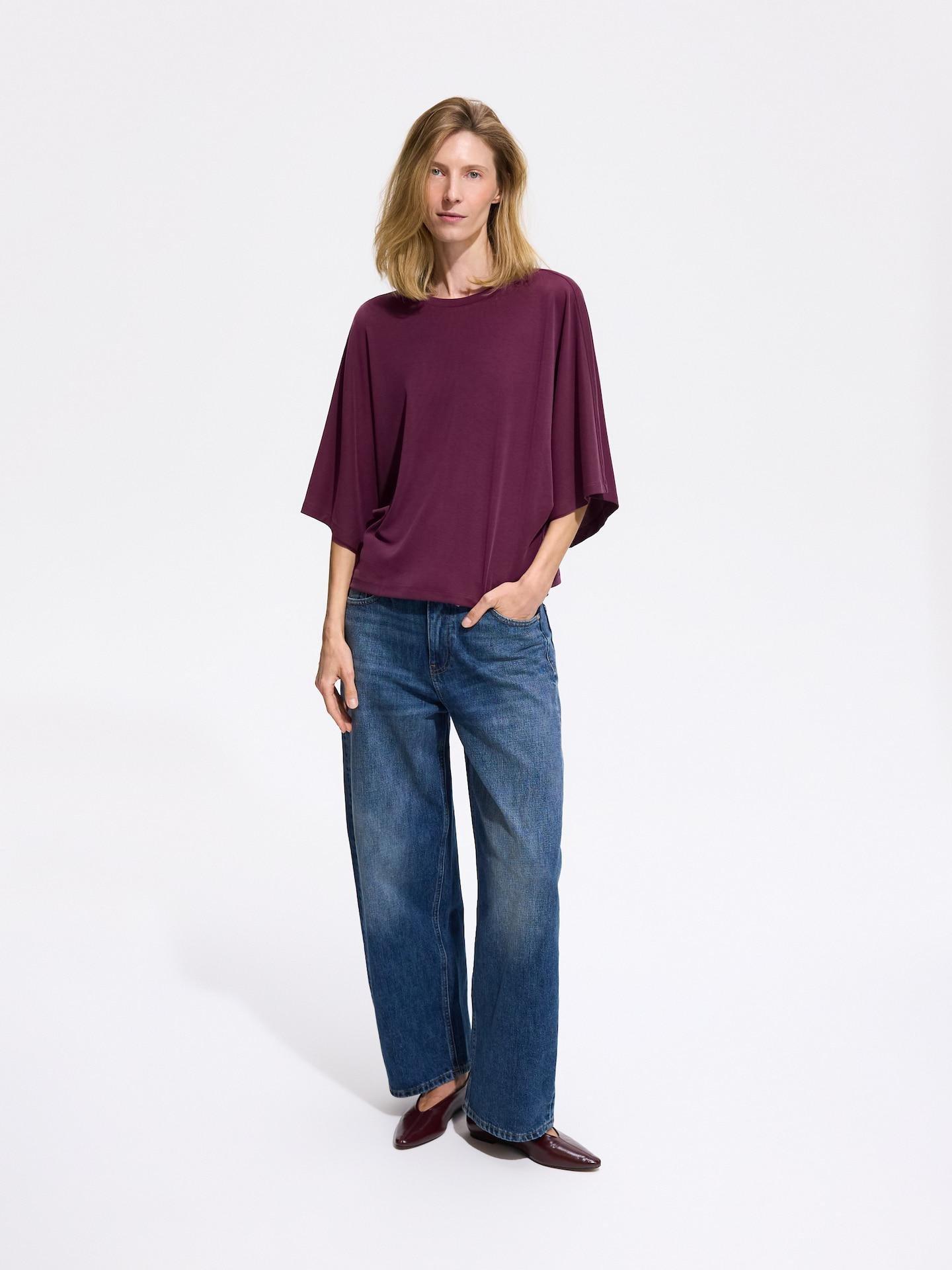 Red Viscose Blend Blouse, Burgundy, large image number 1