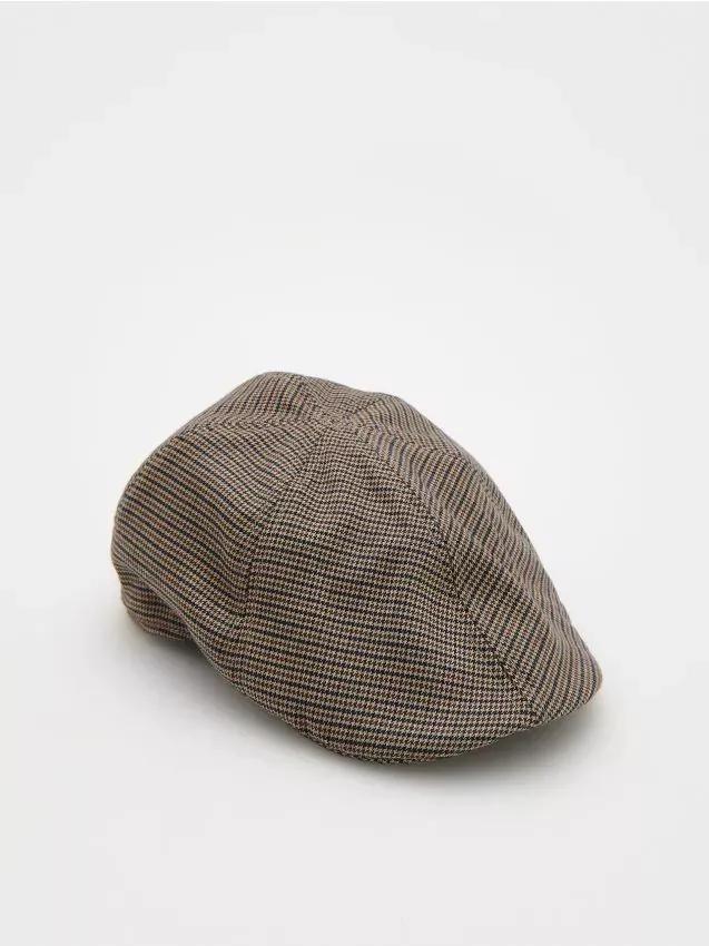 Multicolour Flat Cap With Houndstooth Pattern, , large image number 0