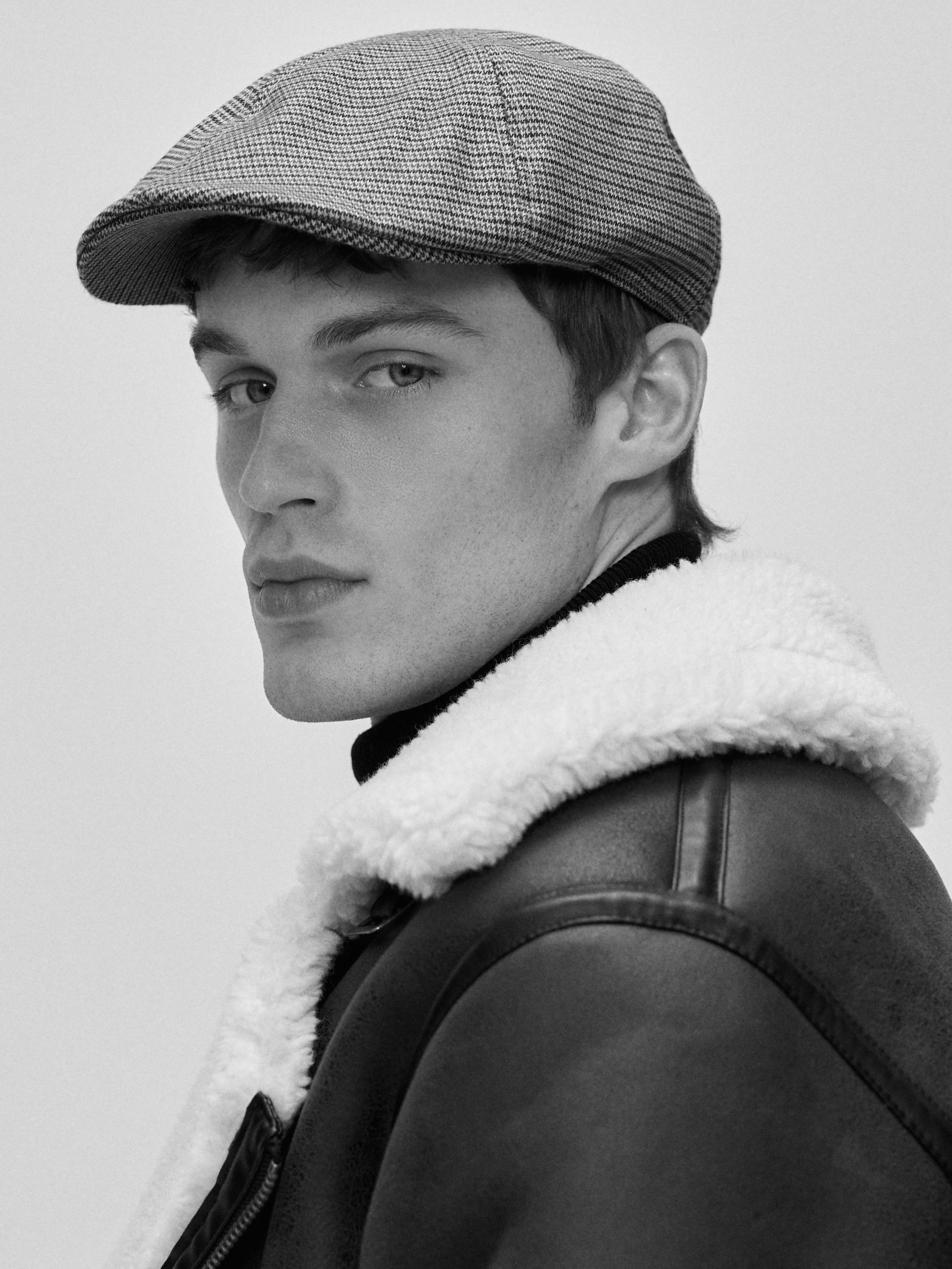 Multicolour Flat Cap With Houndstooth Pattern, , large image number 3