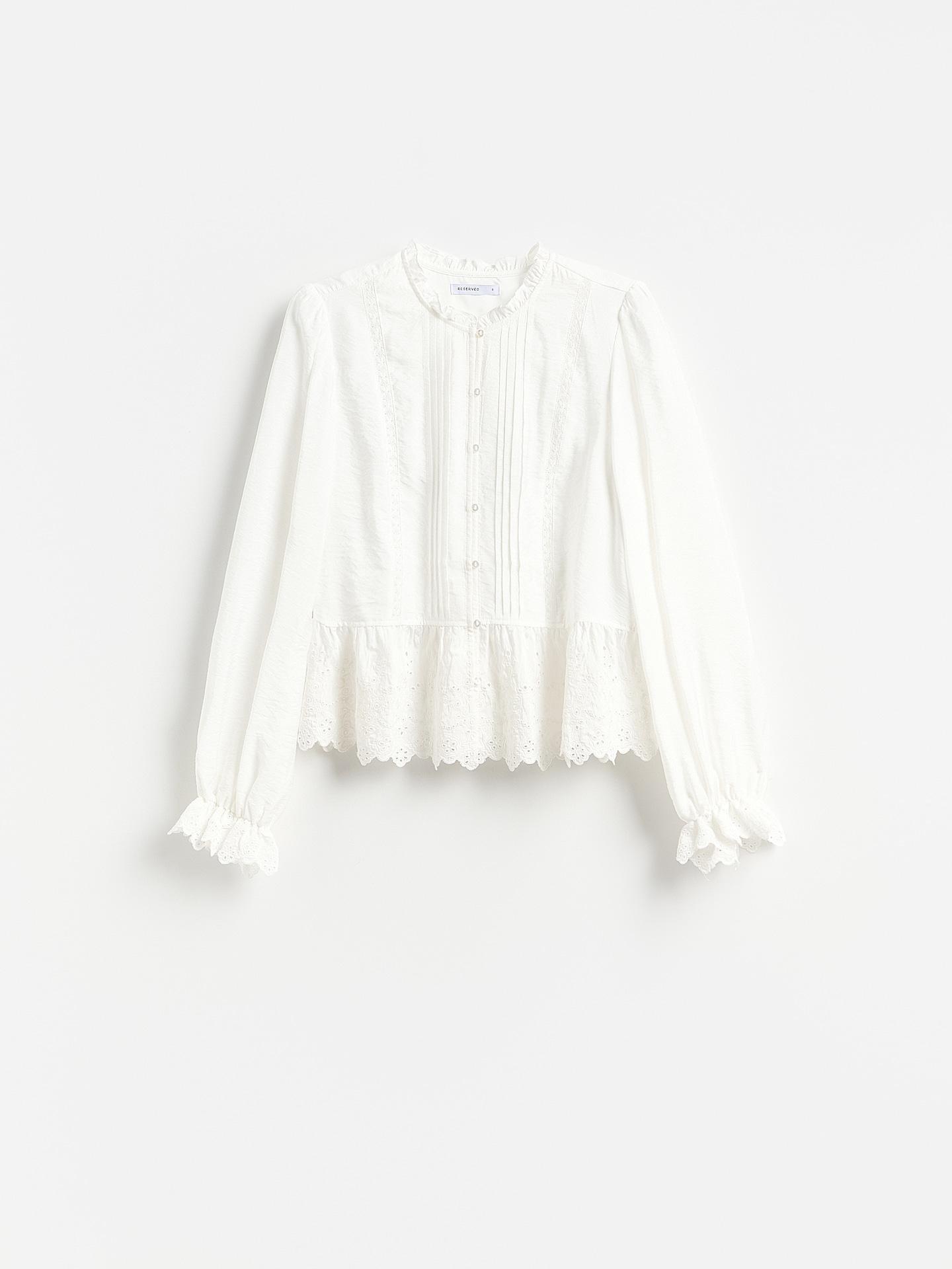 White Viscose Blend Blouse, White, large image number 3