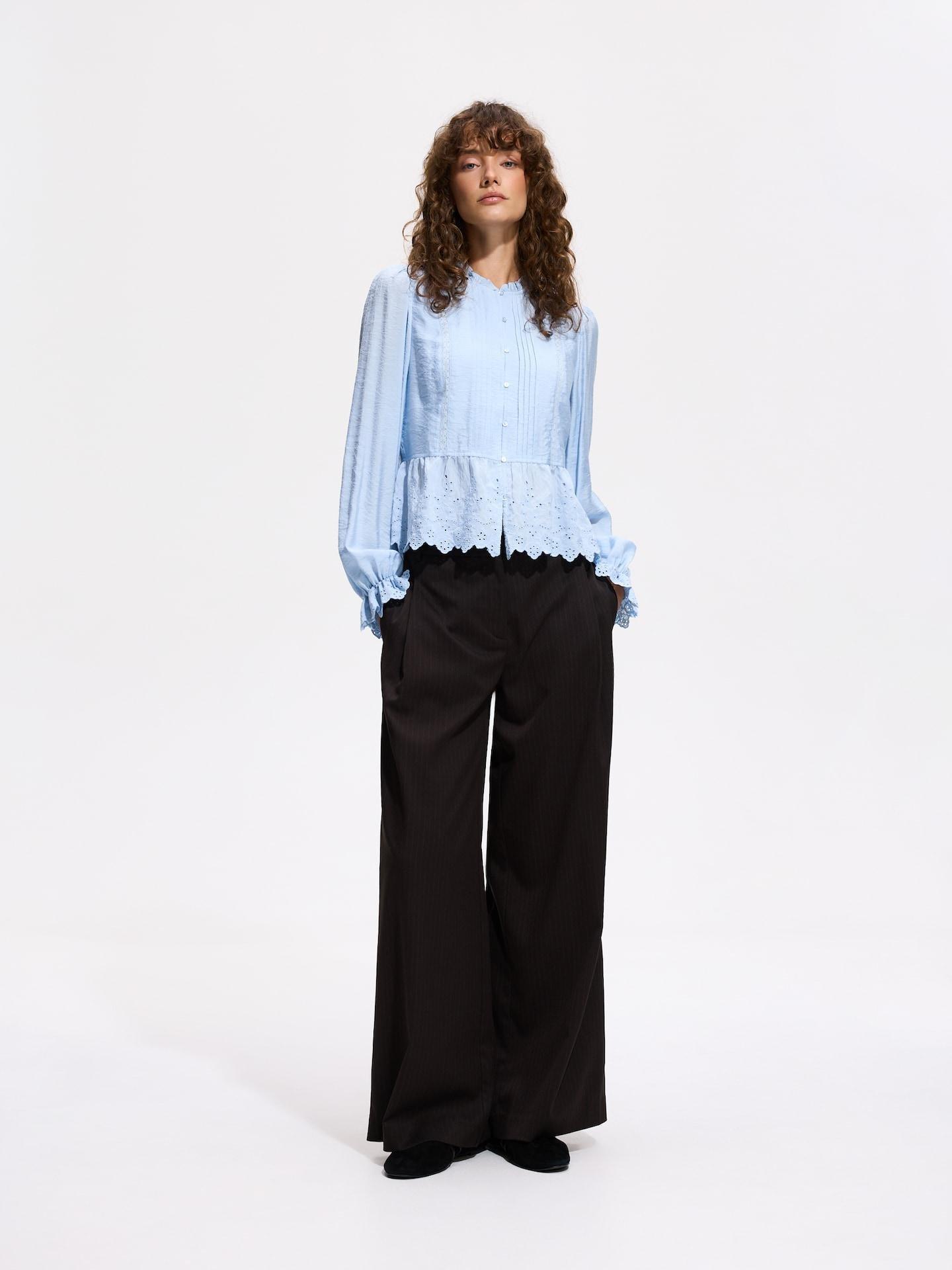 Blue Viscose Blend Blouse, Blue, medium