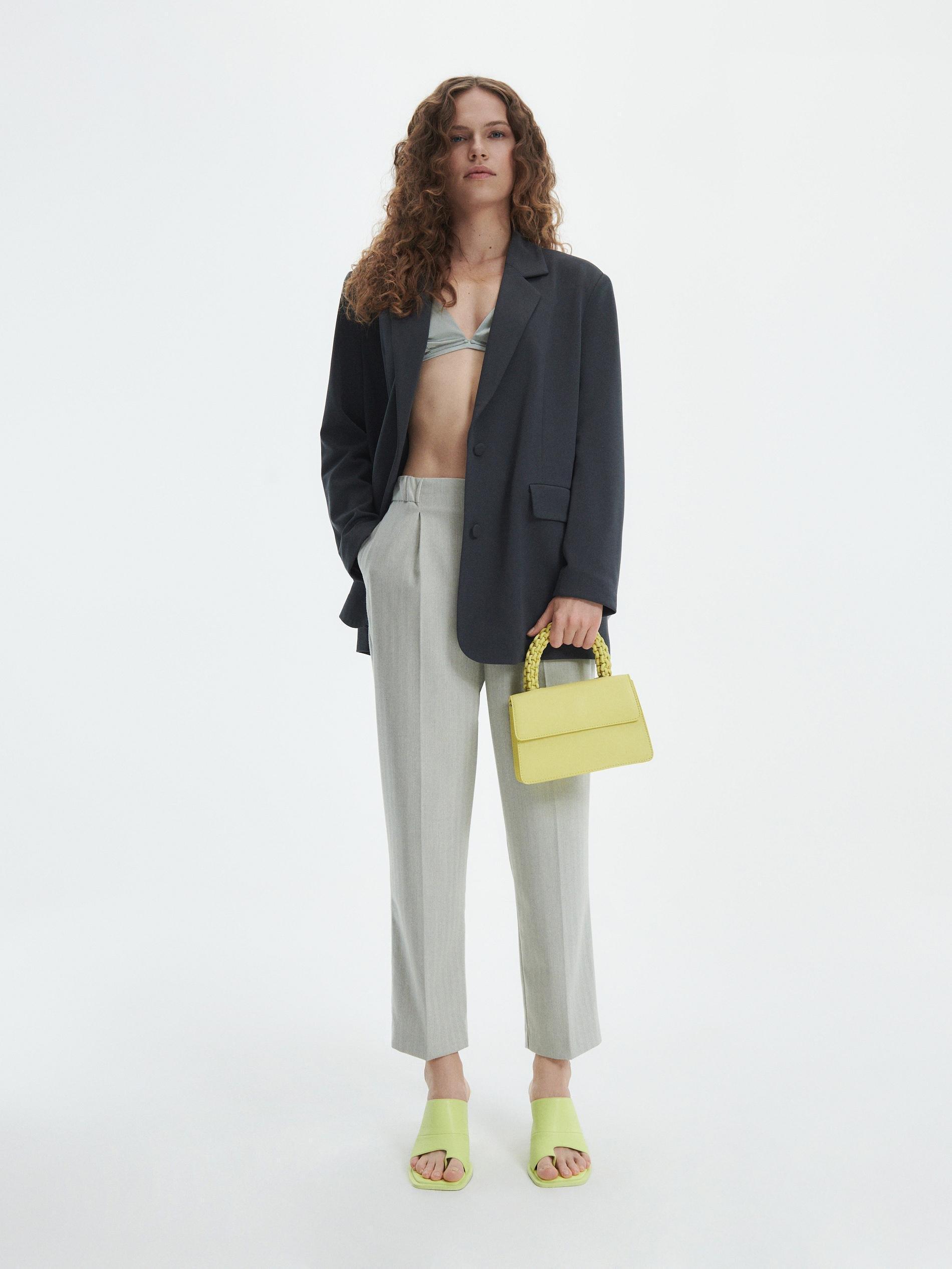 Grey Single Breasted Blazer, , large image number 0