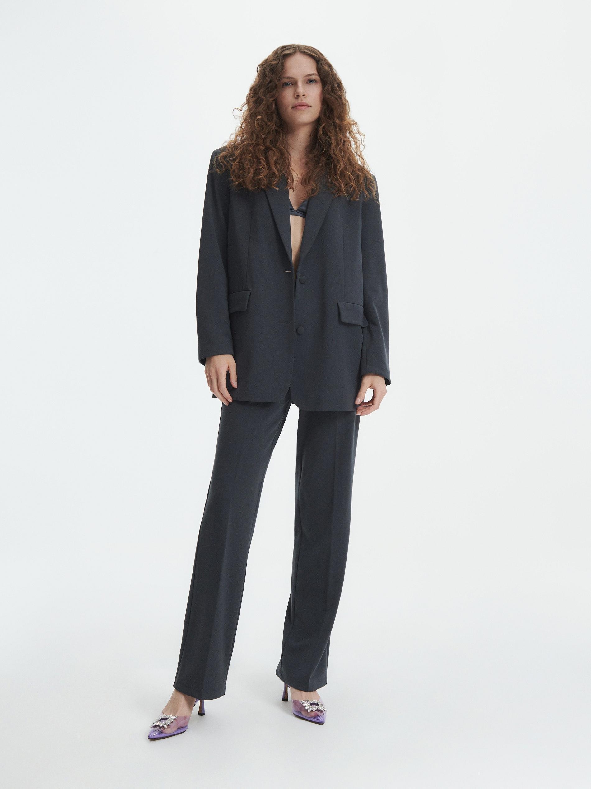 Grey Single Breasted Blazer, , large image number 2