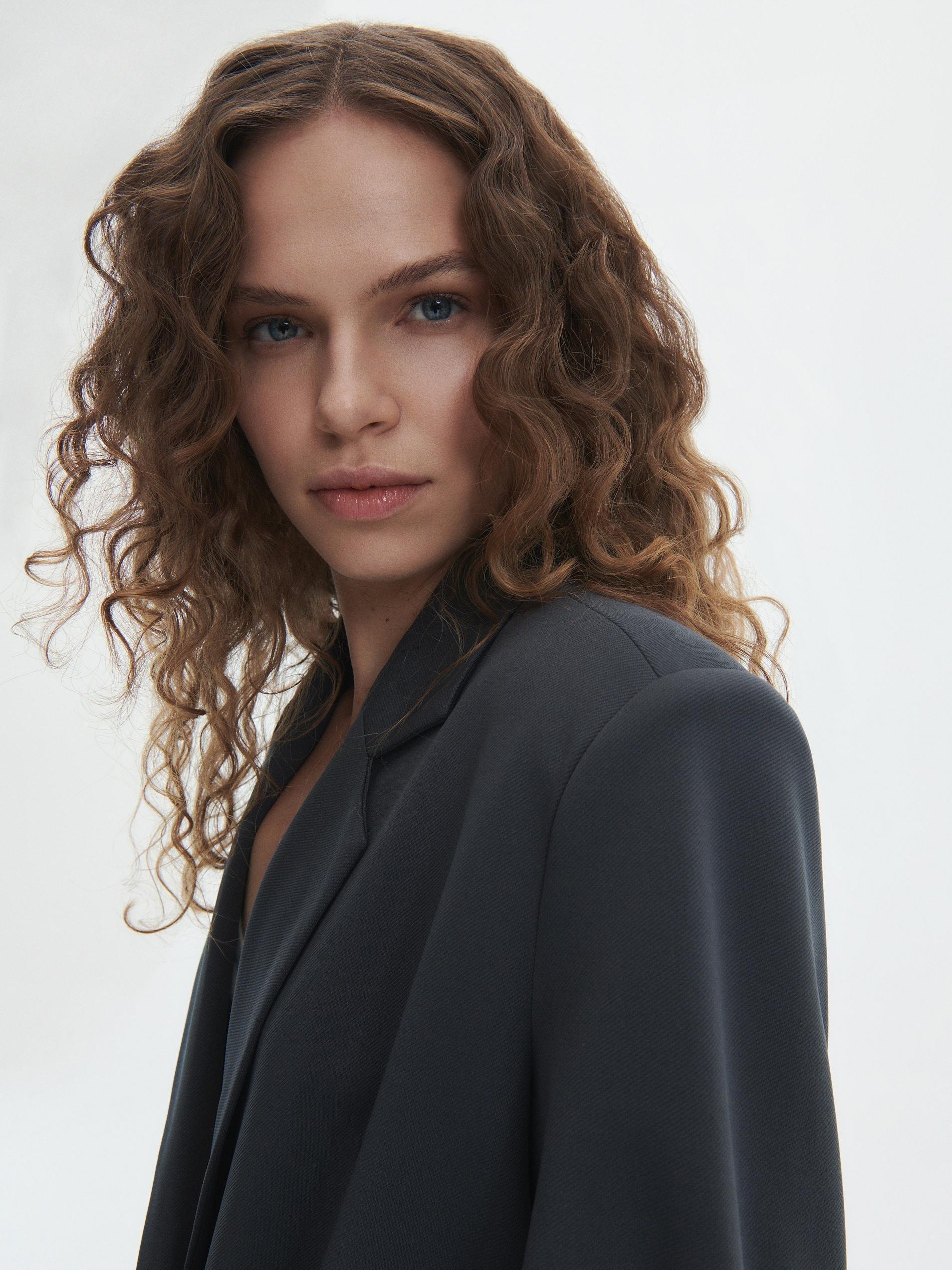 Grey Single Breasted Blazer, , large image number 3