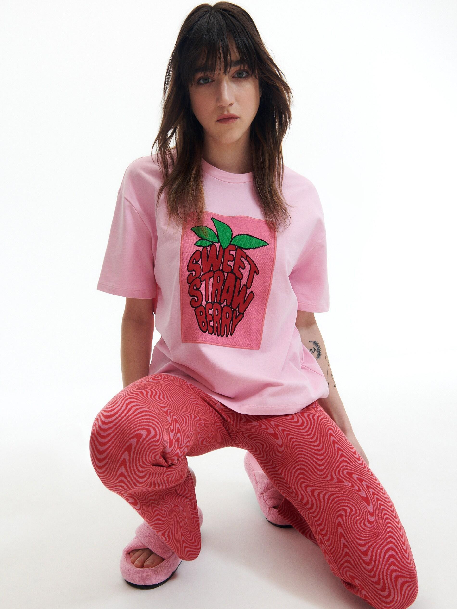 Pastel Pink Oversize Printed T-Shirt, , large image number 0