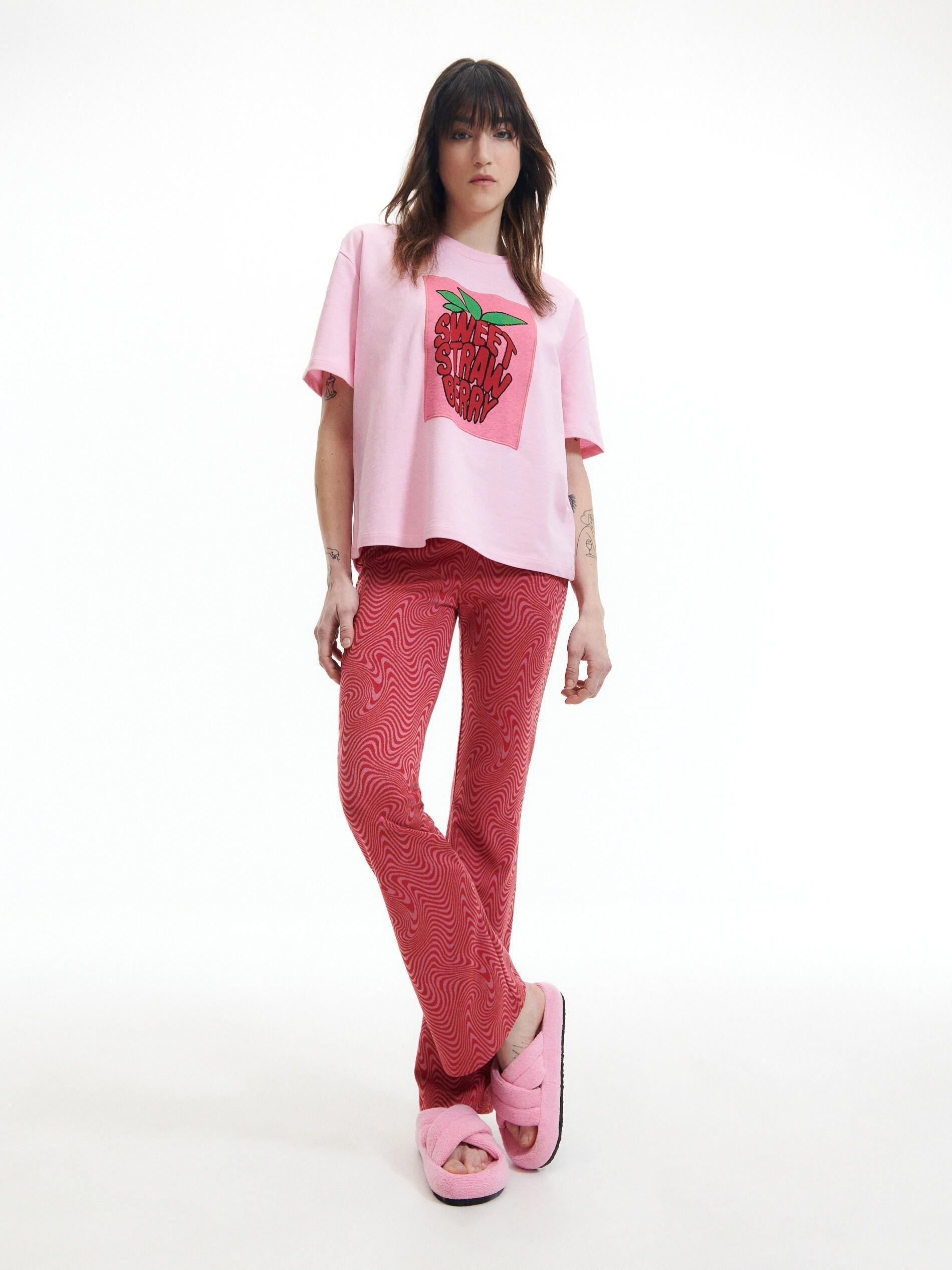 Pastel Pink Oversize Printed T-Shirt, , large image number 1
