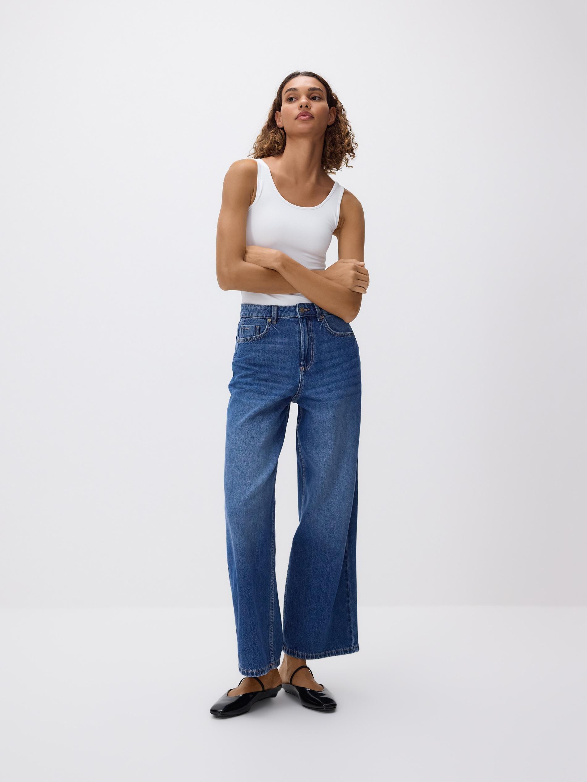 Blue Jeans Wide Leg Jeans, Blue, medium