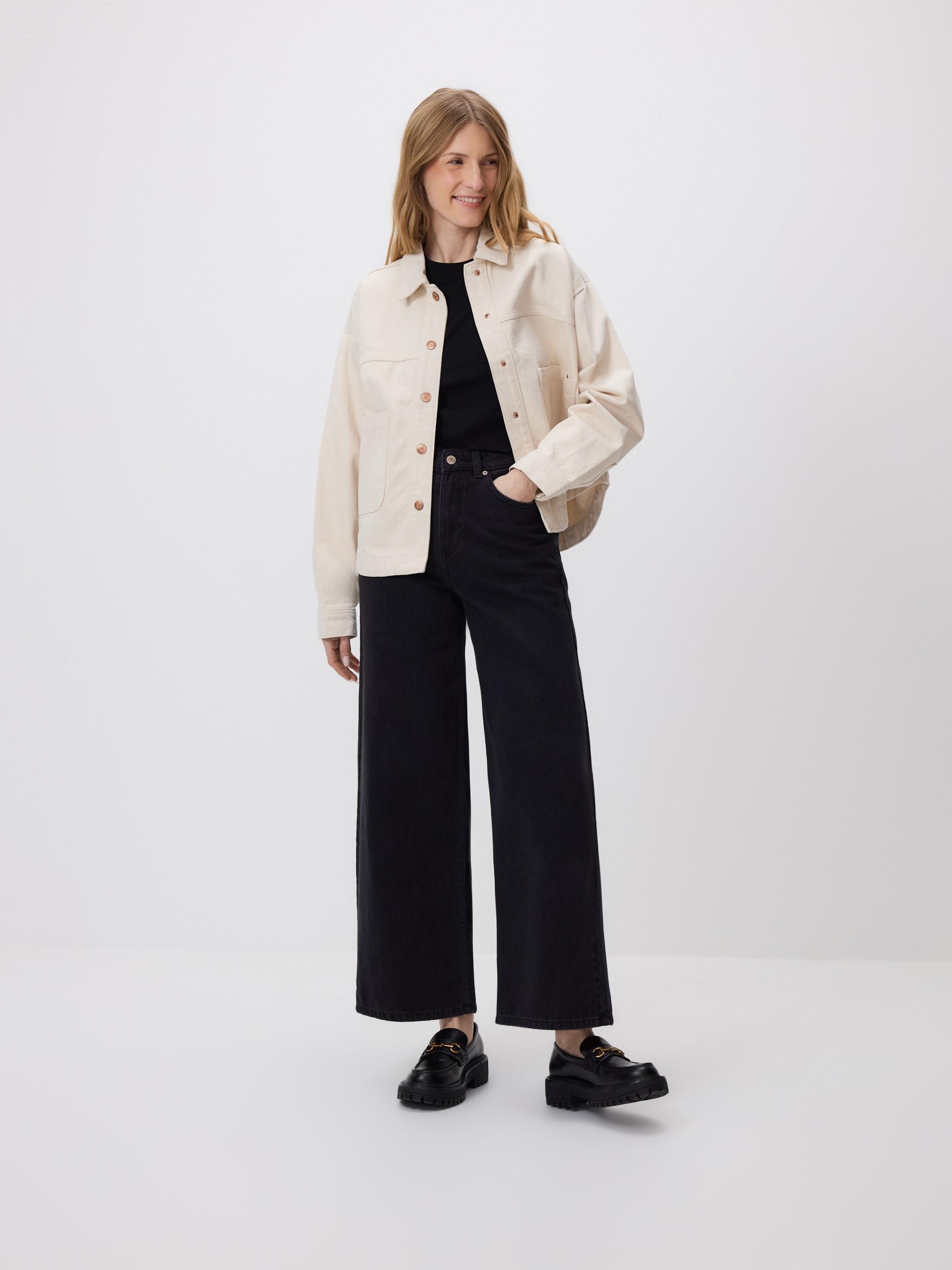 Black Wide Leg Jeans, Black, large image number 0