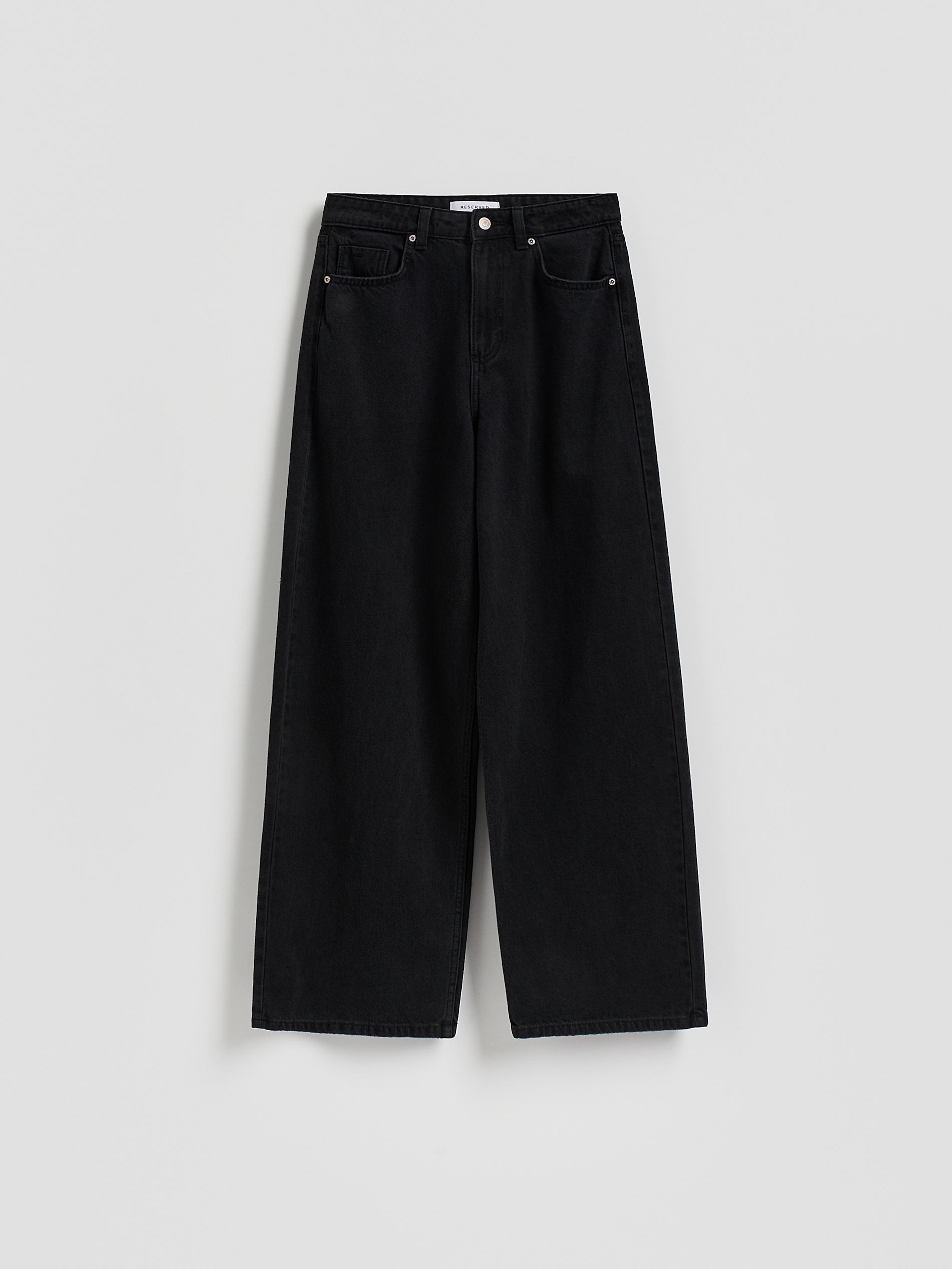 Black Wide Leg Jeans, Black, large image number 3