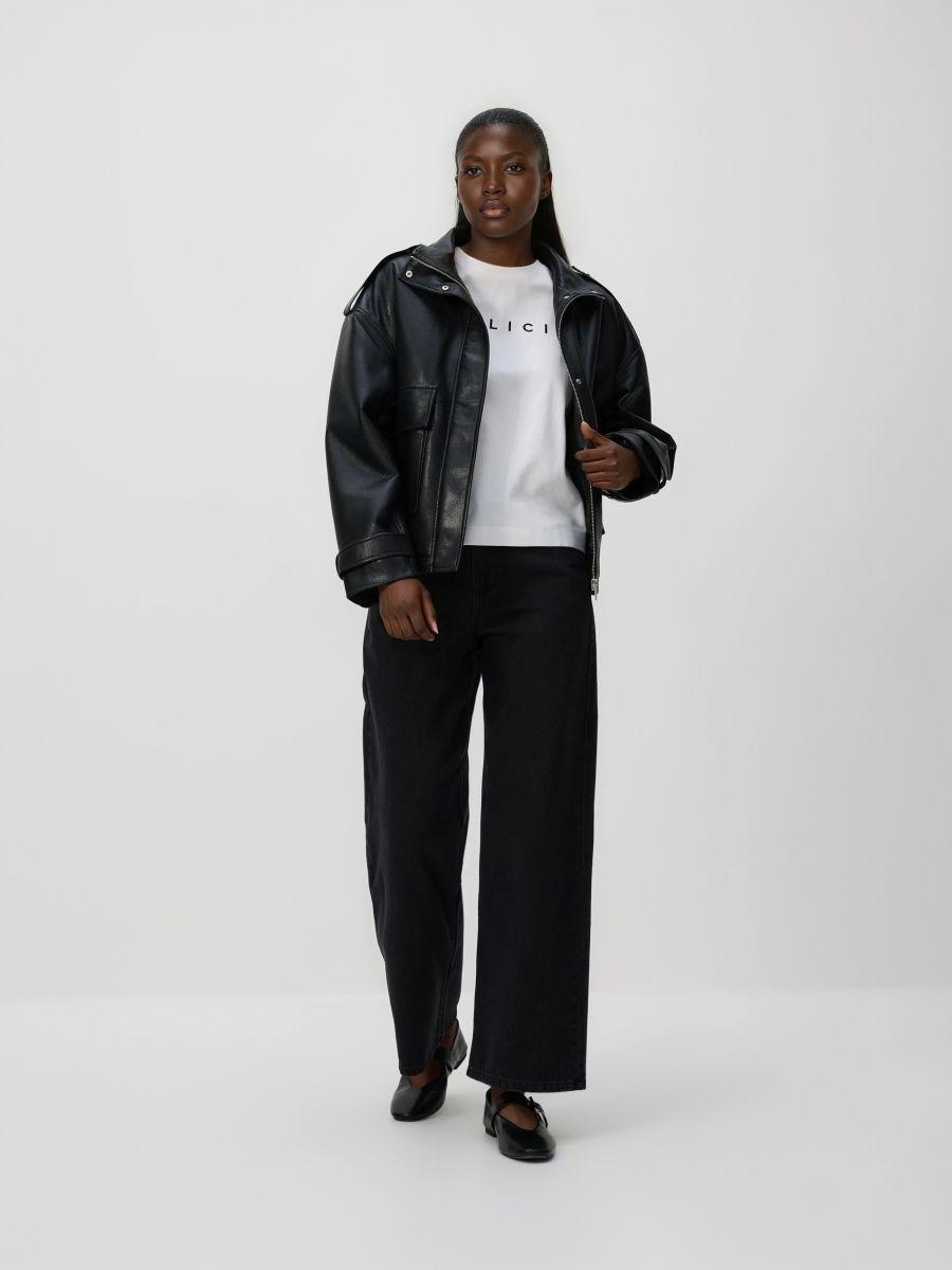 White T-shirt with embroidered lettering, White, large image number 0