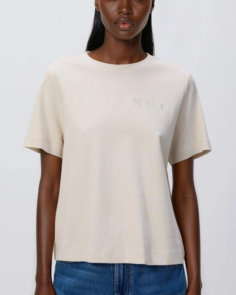 Beige T-shirt with embroidered lettering, Beige, large image number 2