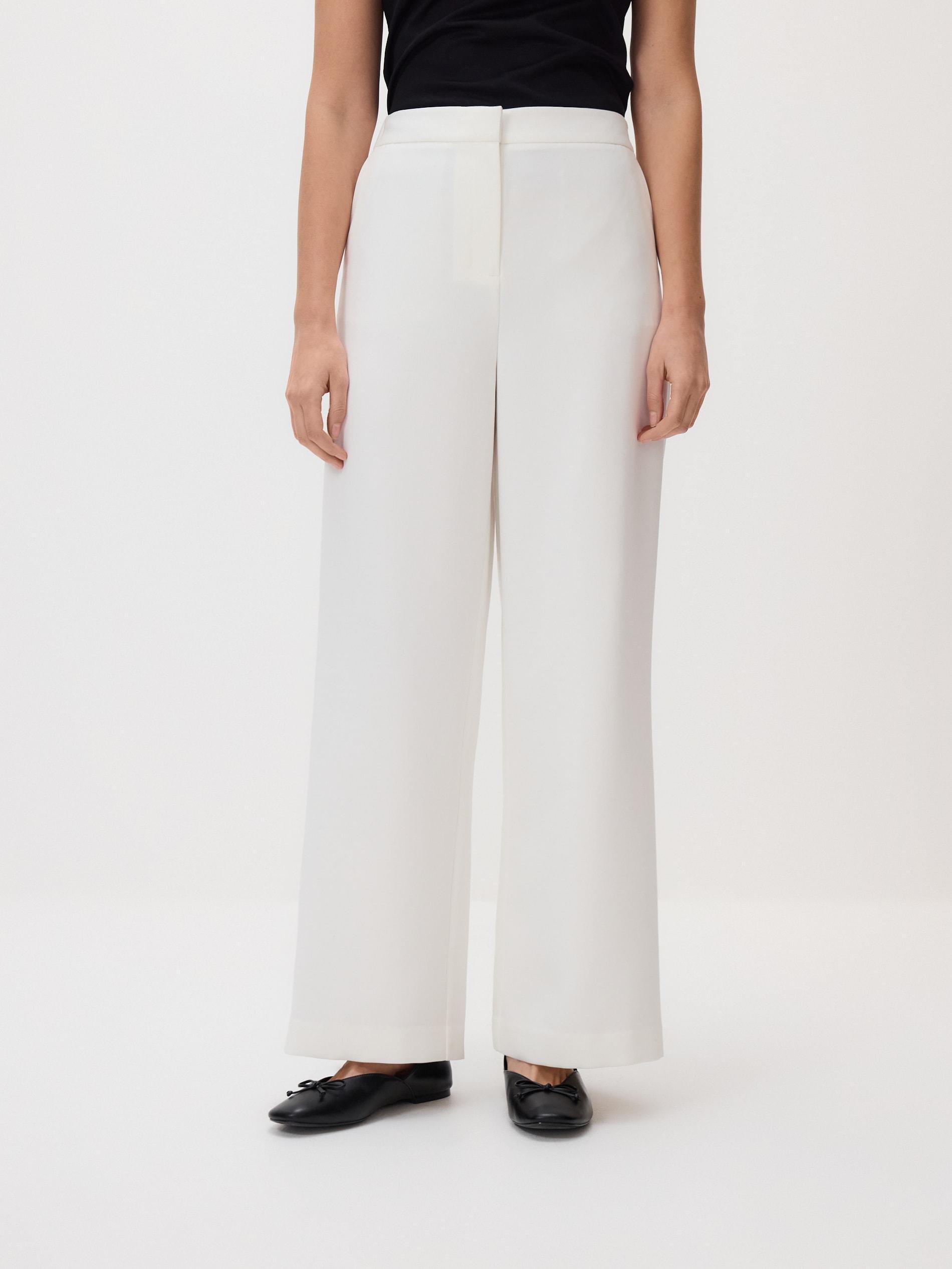 White Wide Leg Trousers, White, large image number 1
