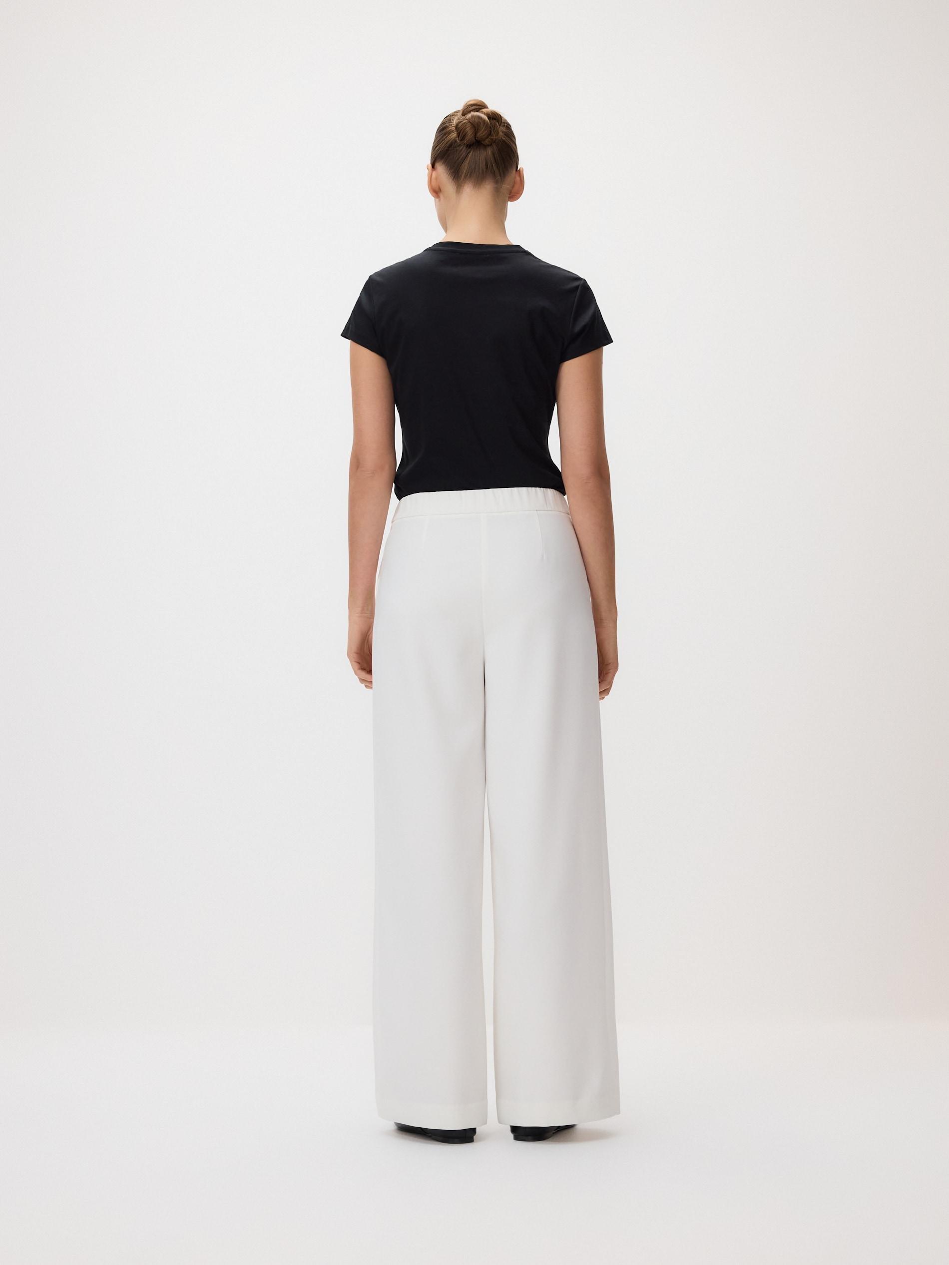White Wide Leg Trousers, White, medium