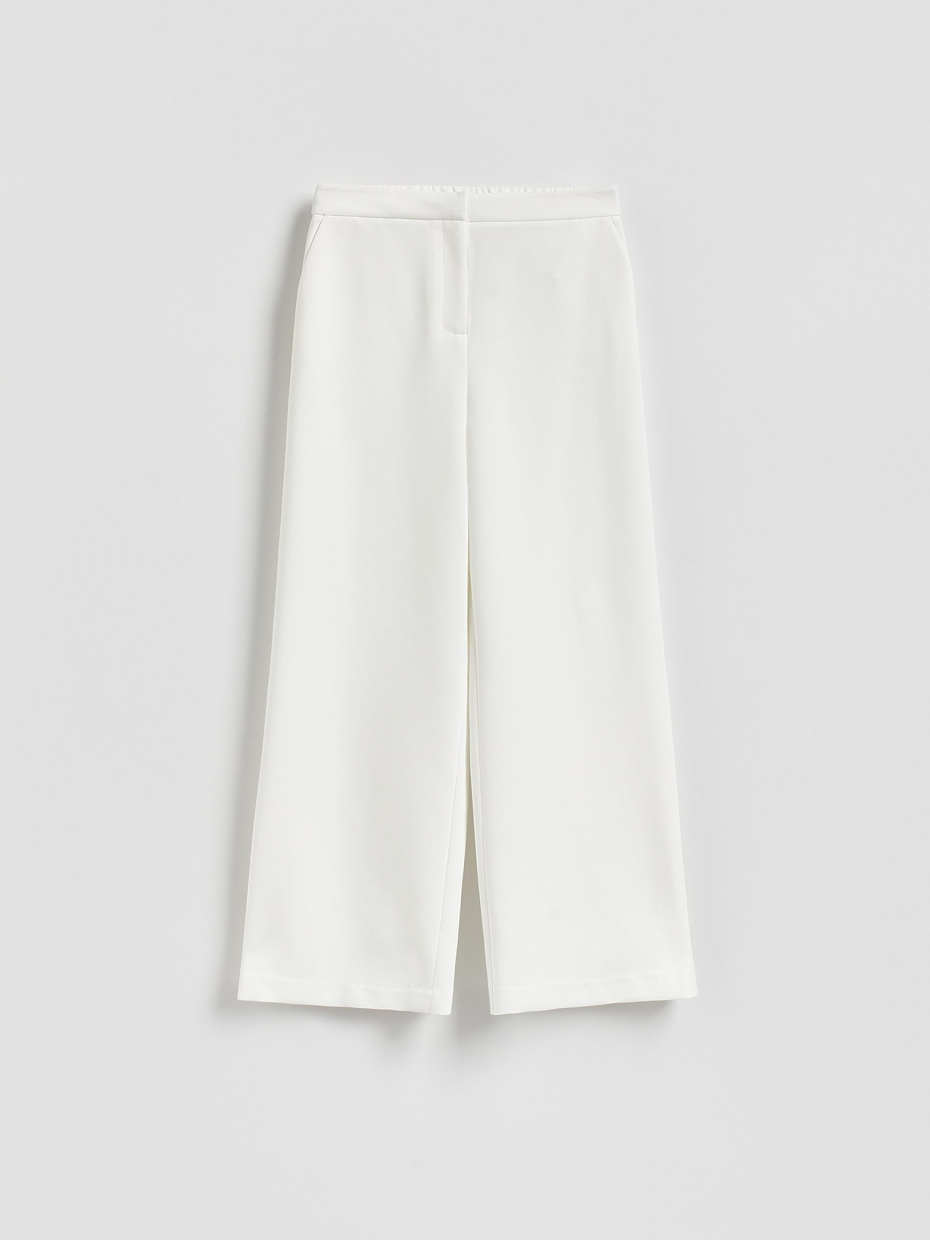 White Wide Leg Trousers, White, large image number 3