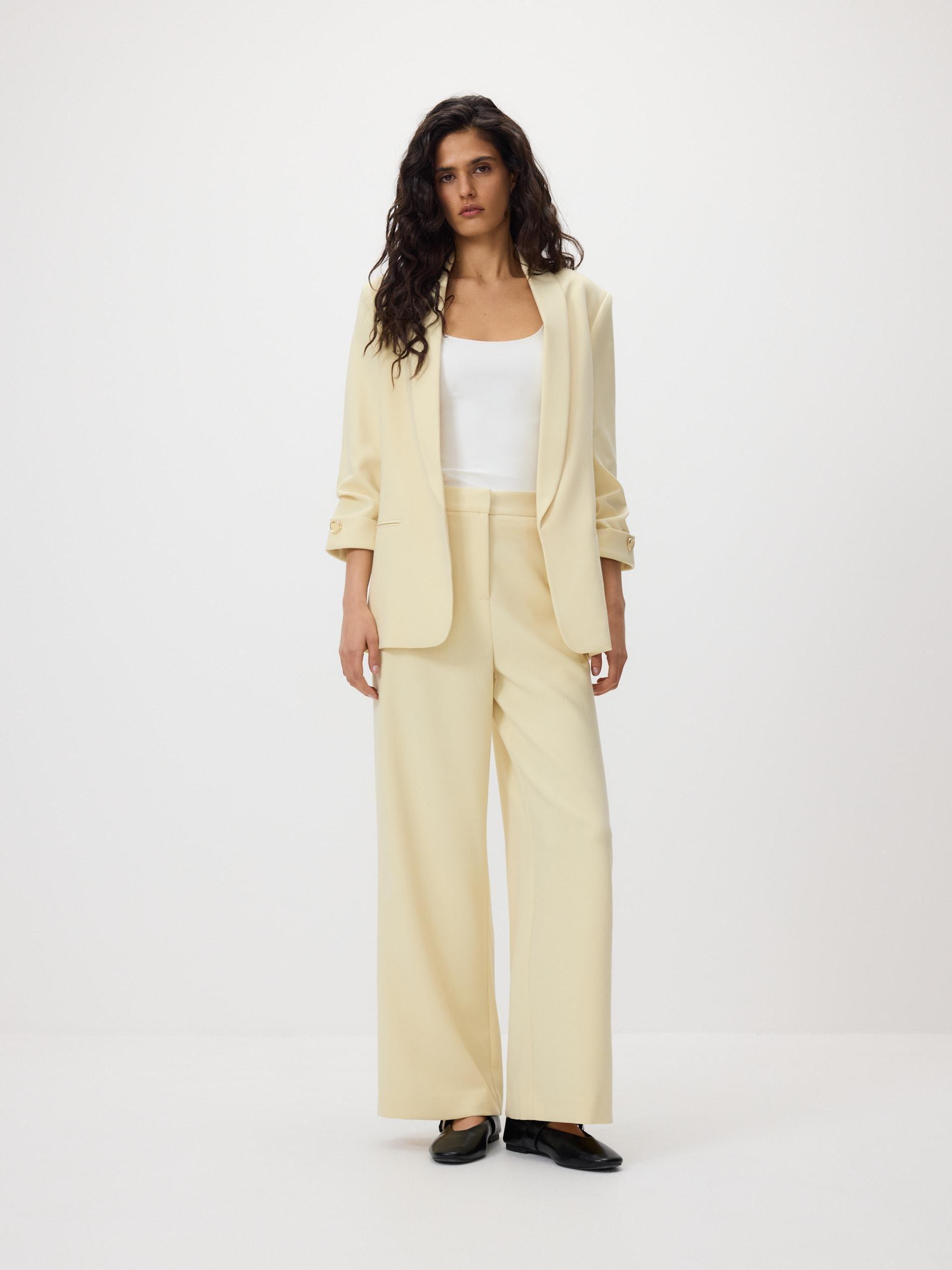Yellow Wide Leg Trousers, Yellow, medium