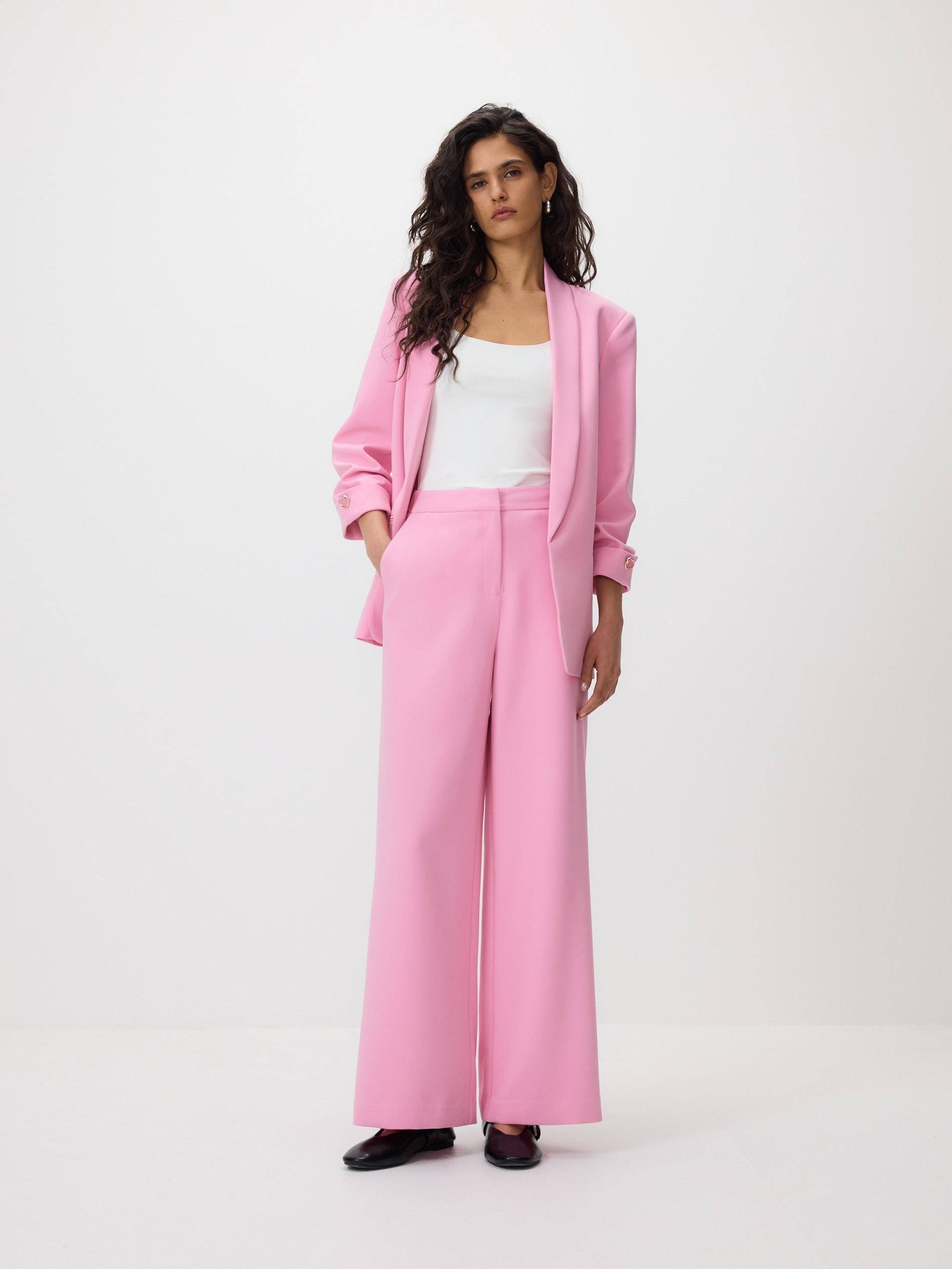 Pink Wide Leg Trousers, Pink, large