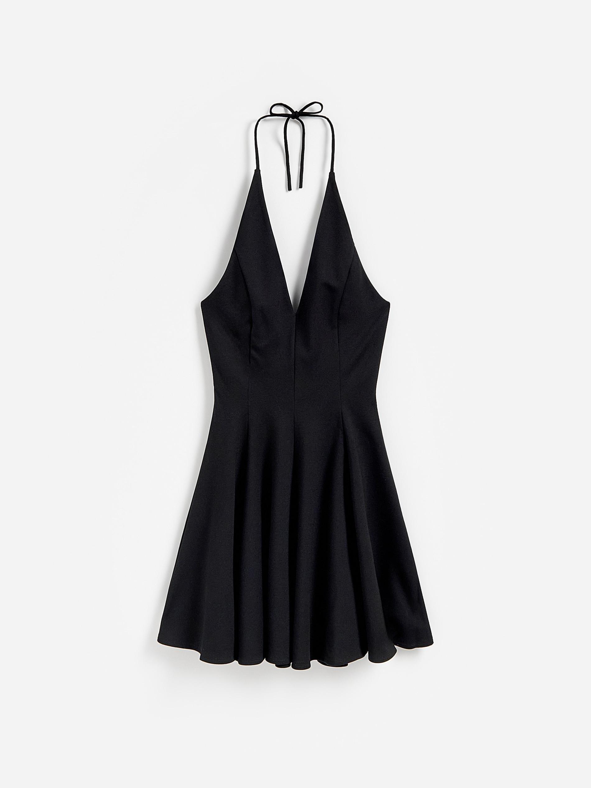 Black Mini Dress With Tie Detail, Black, large image number 4