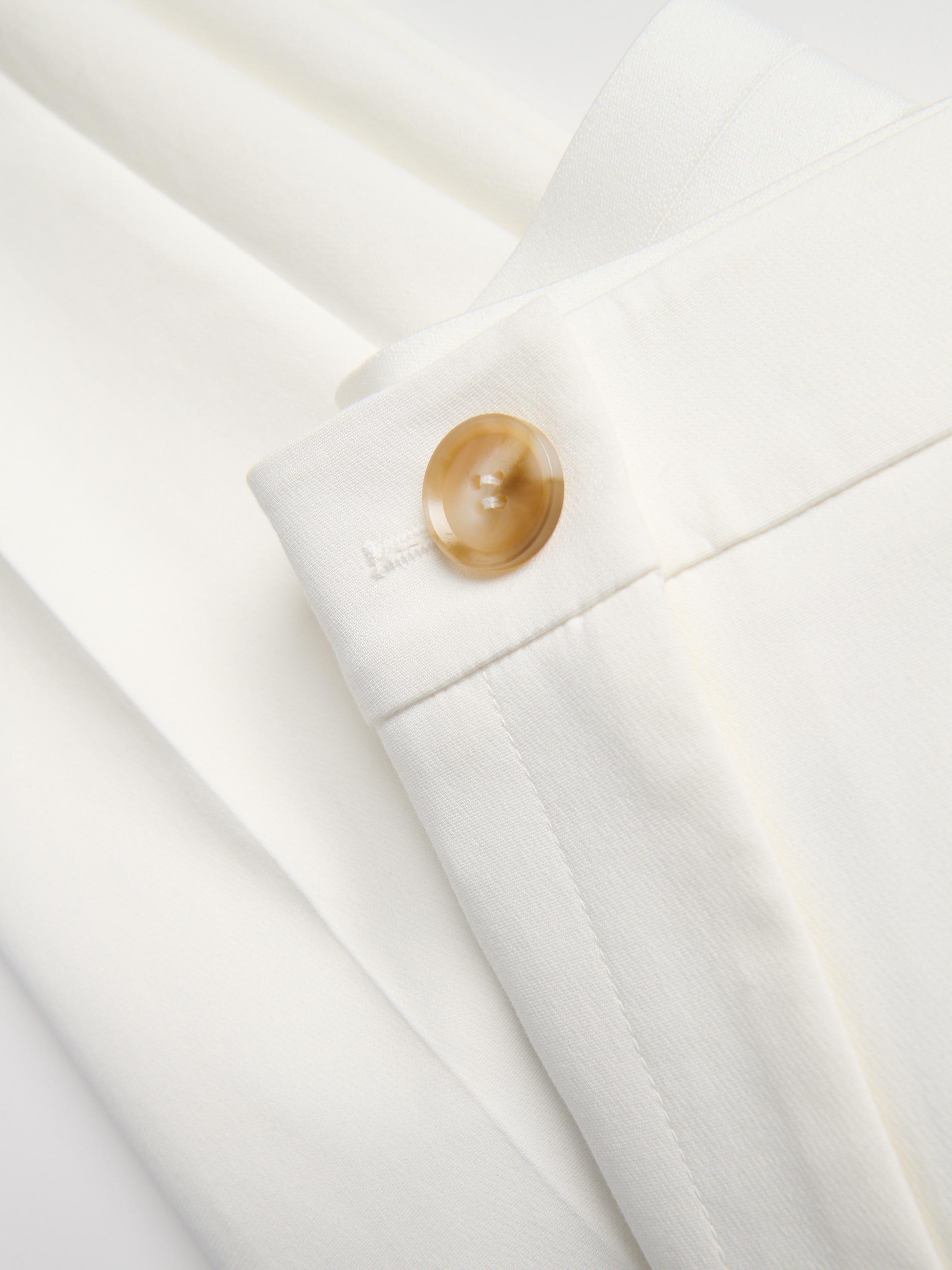 White Cotton Rich Trousers With Pressed Crease, White, large image number 4