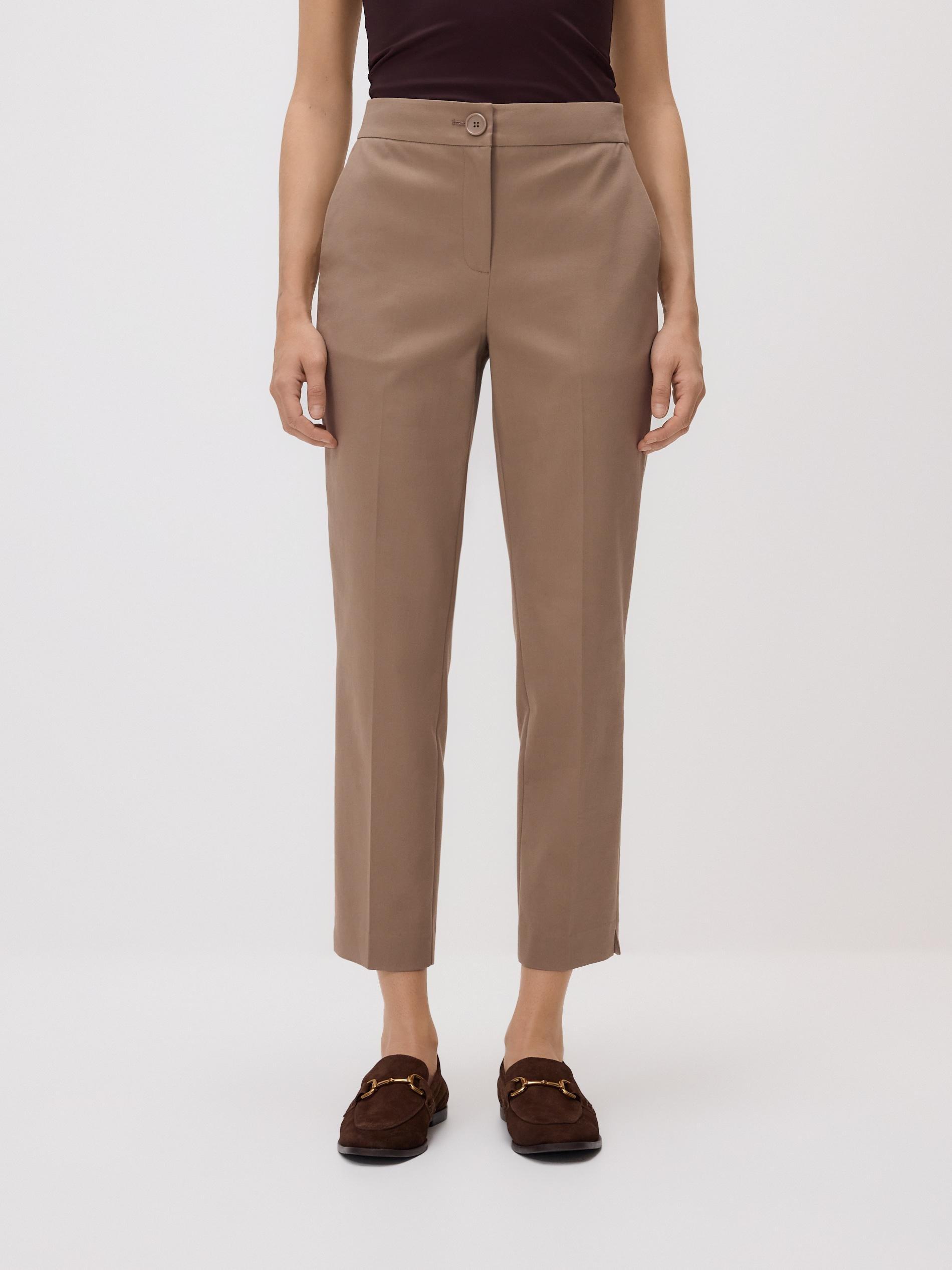 Brown Cotton Rich Trousers With Pressed Crease, Brown, large image number 1