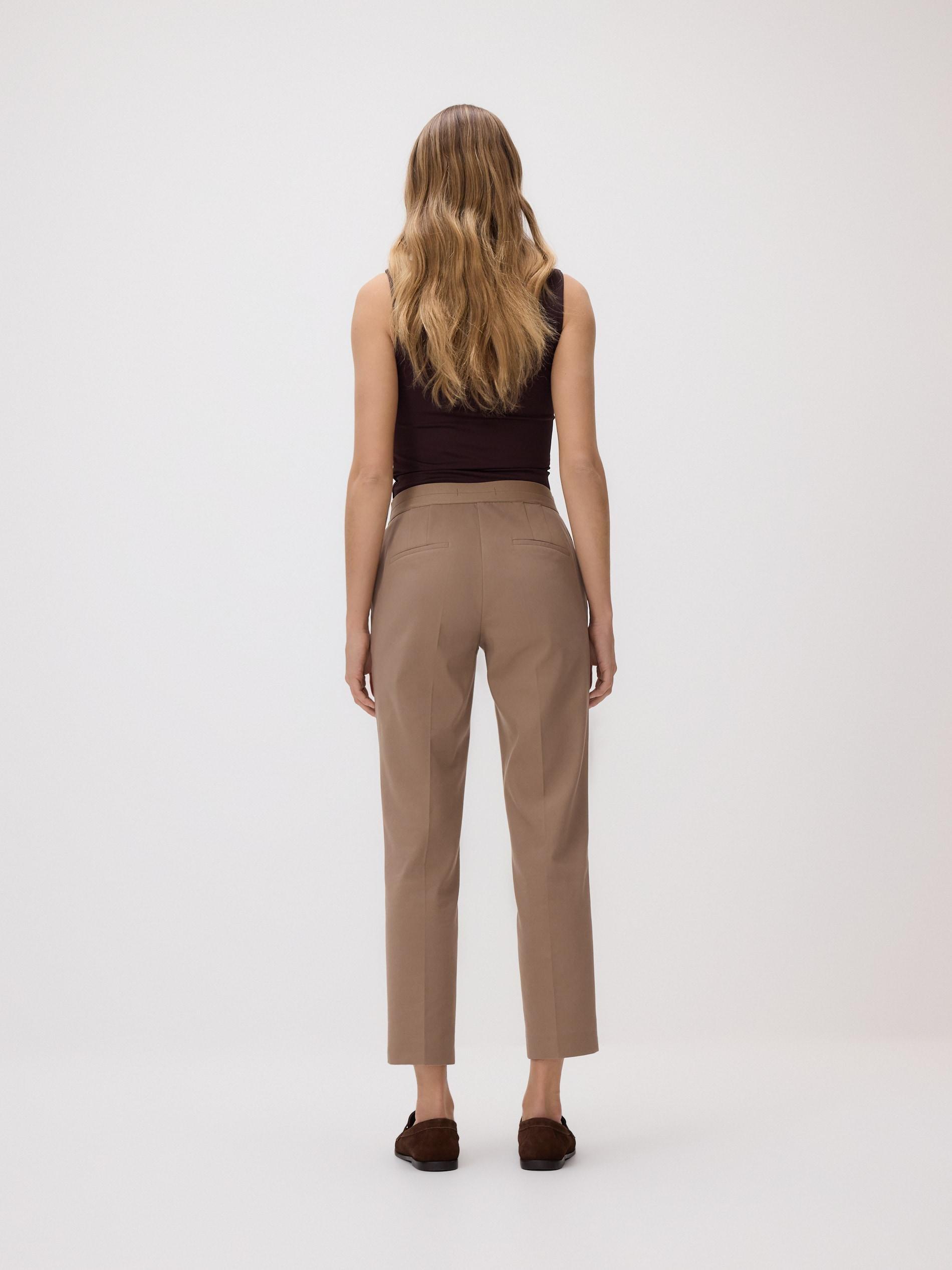 بنطال غني بالقطن مع كسر مكوي بني, Brown, medium