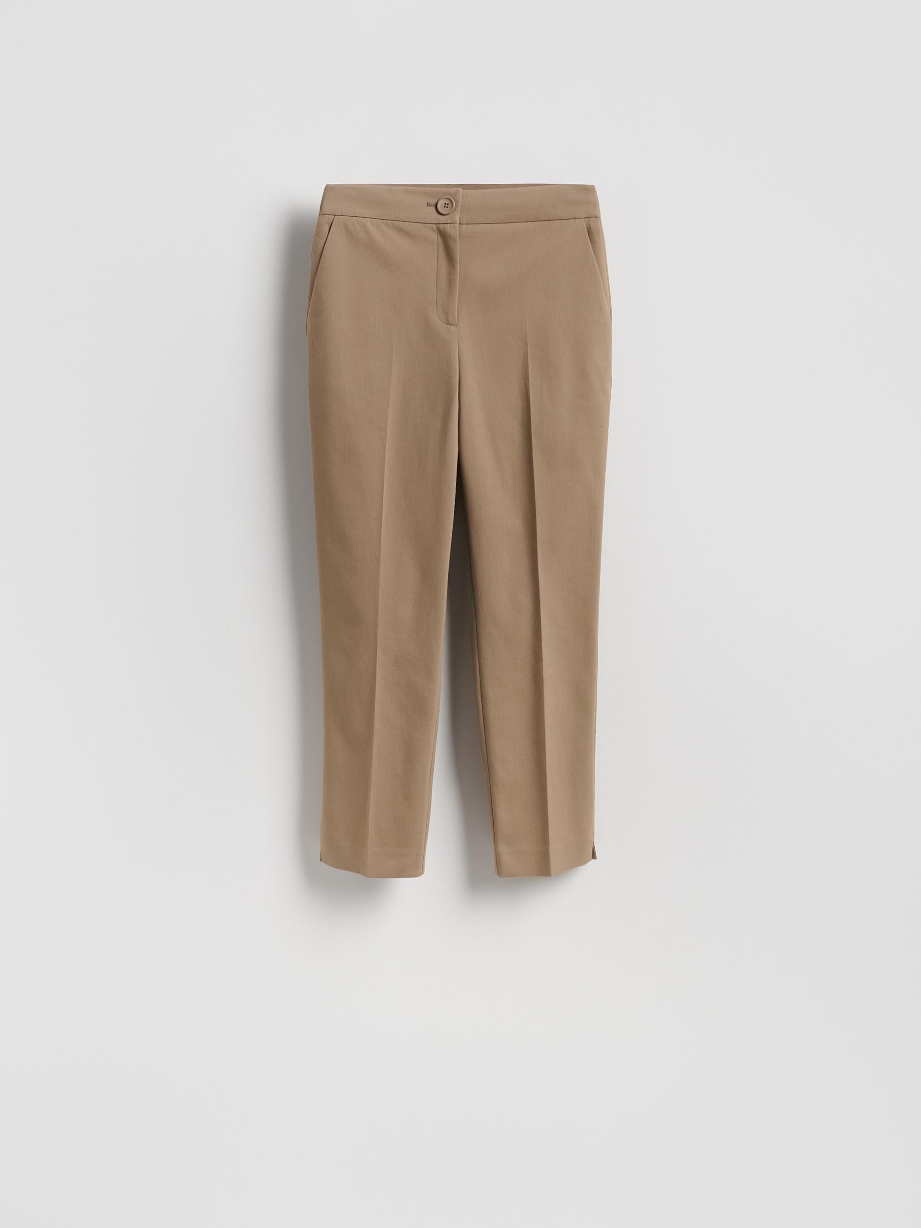 Brown Cotton Rich Trousers With Pressed Crease, Brown, large image number 3