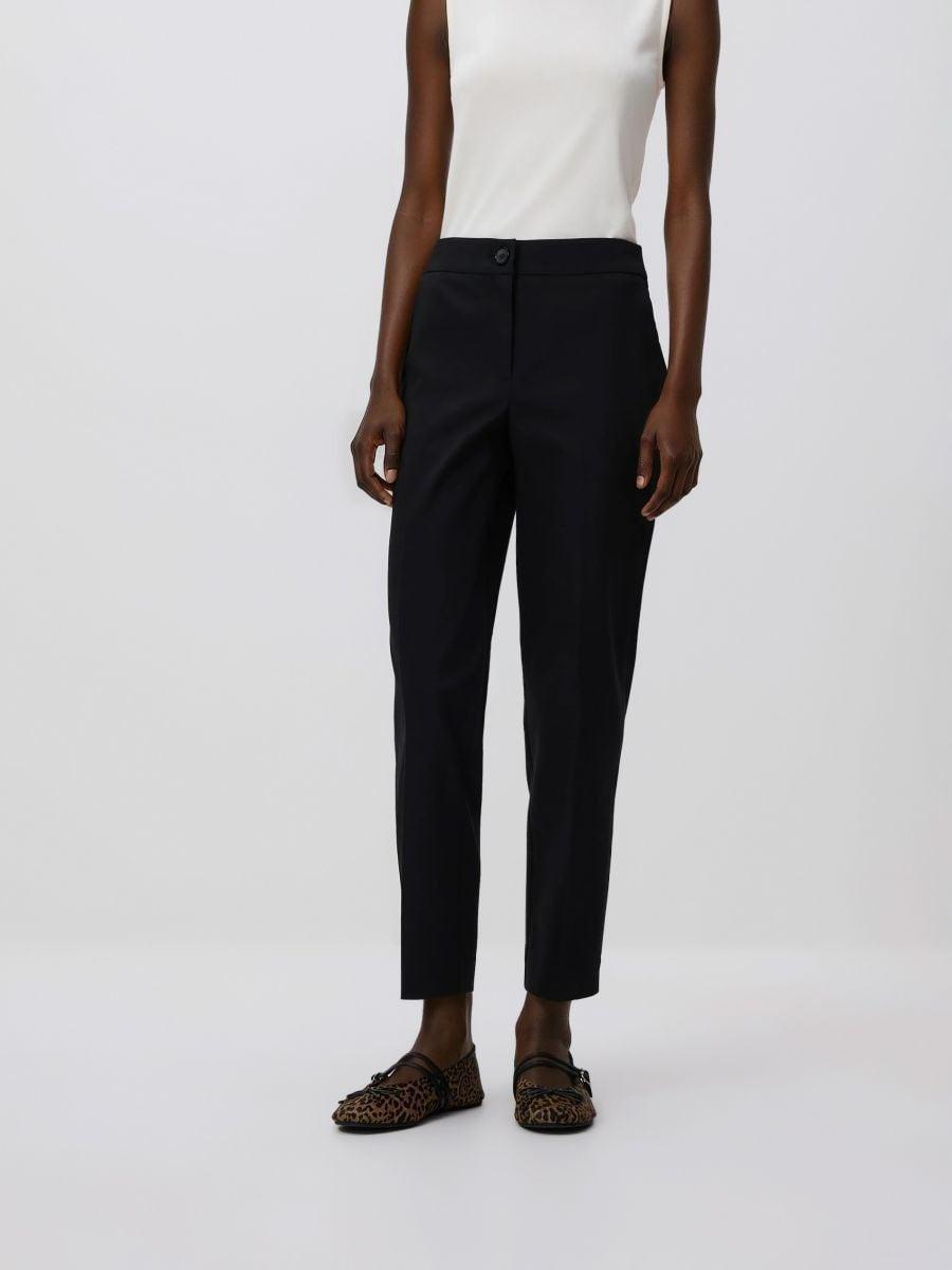 Black Cotton Rich Trousers With Pressed Crease, Black, large image number 2