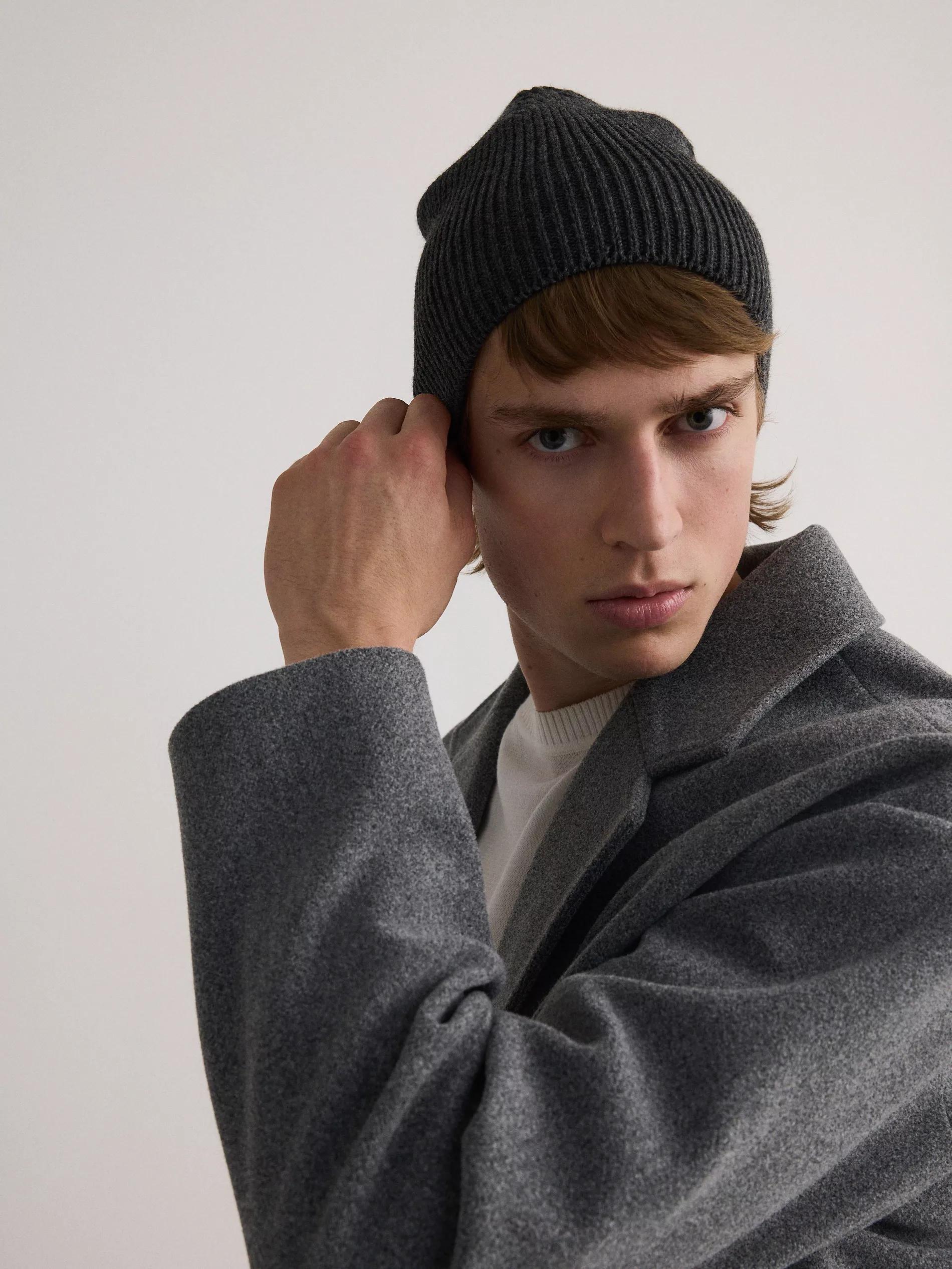 Grey Beanie Hat, Grey, large image number 3