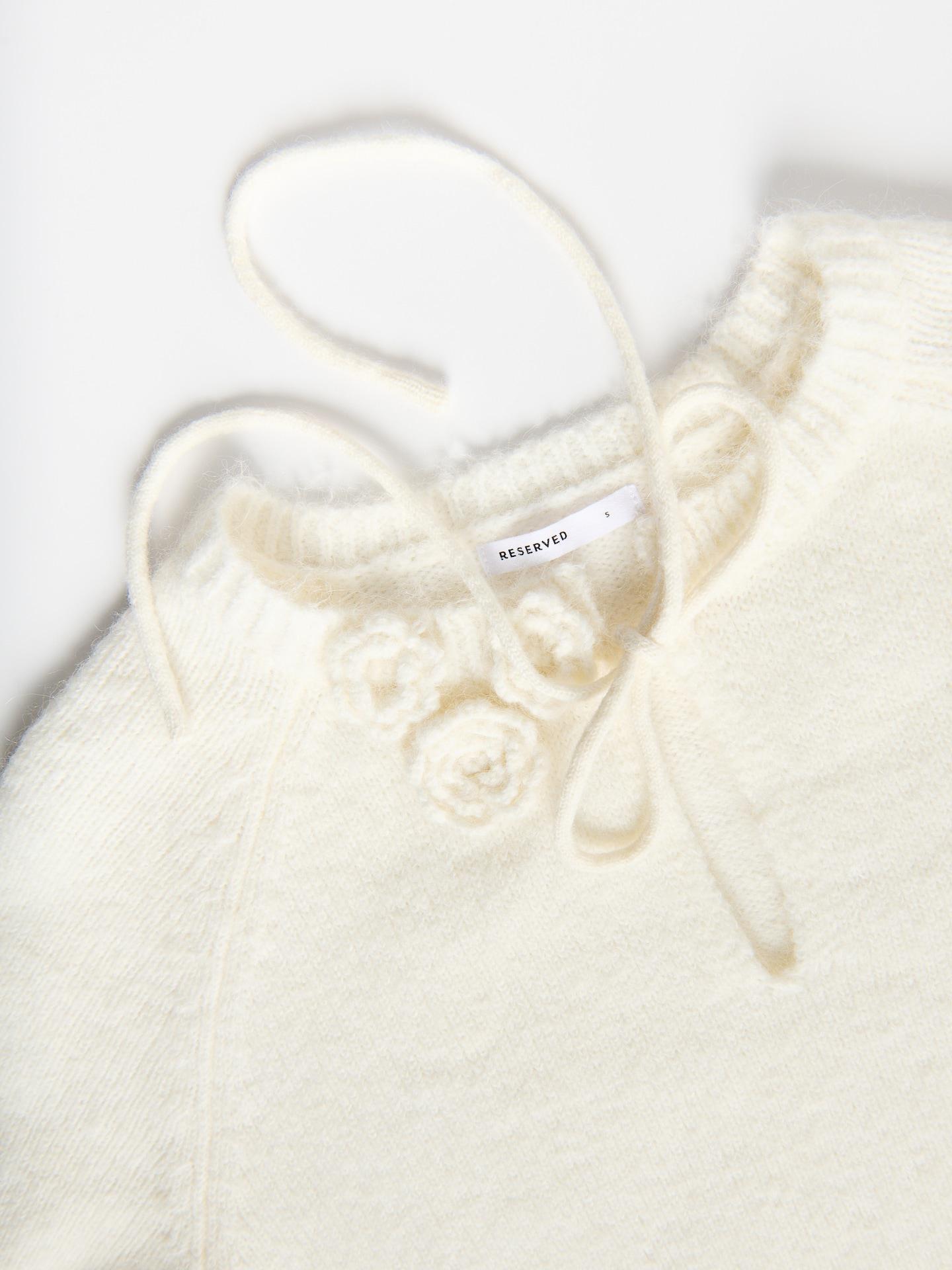 Beige Wool Blend Jumper, Ivory, large image number 4