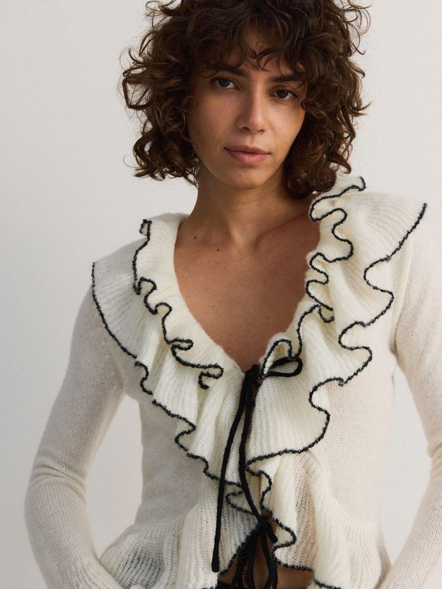 Cream Sweater With Added Wool, , large image number 1