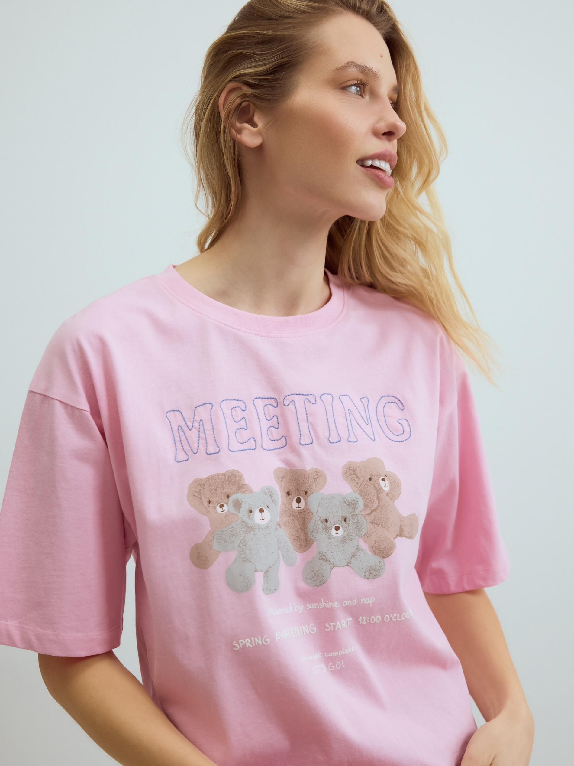 Blue Two Piece Printed Pyjama Set, Blue, medium