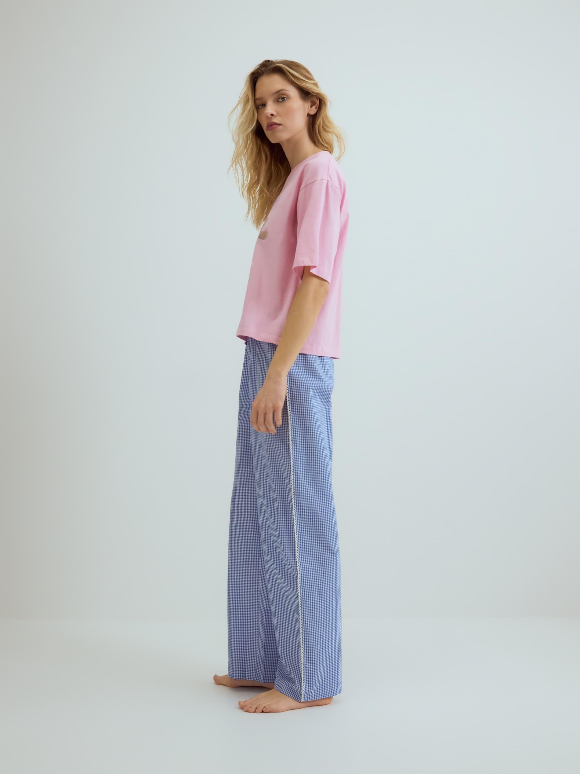 Blue Two Piece Printed Pyjama Set, Blue, large image number 4