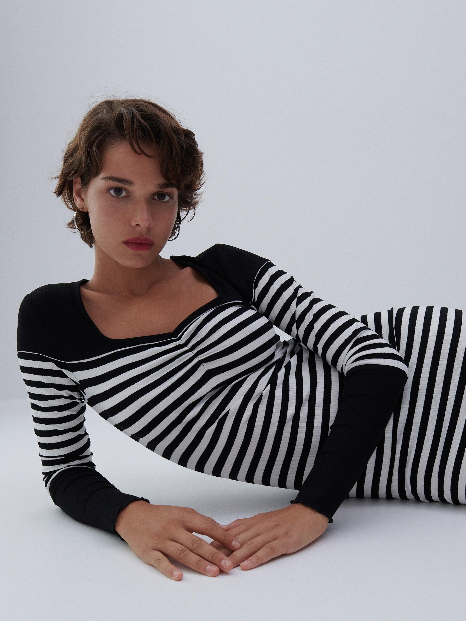 Black Rib Knit Jersey Dress, Women, , large image number 0