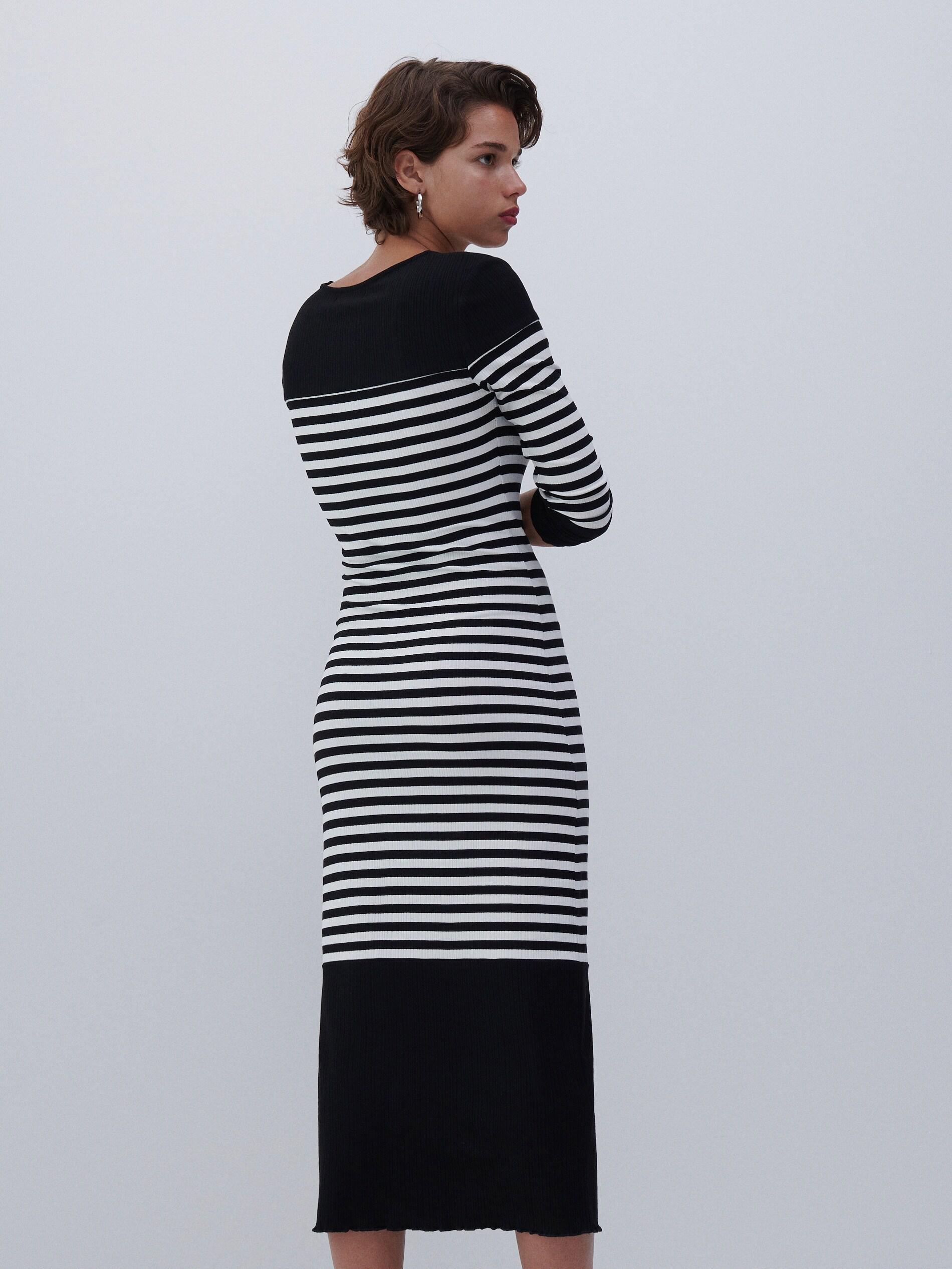 Black Rib Knit Jersey Dress, Women, , large image number 2