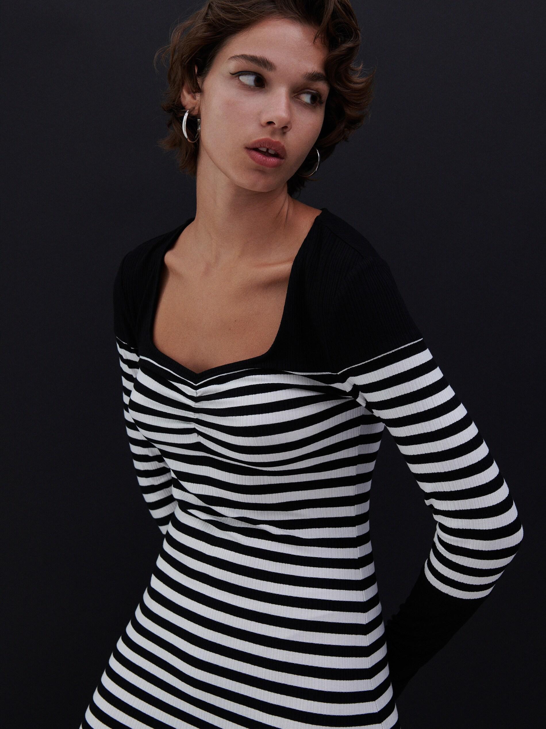 Black Rib Knit Jersey Dress, Women, , large image number 6