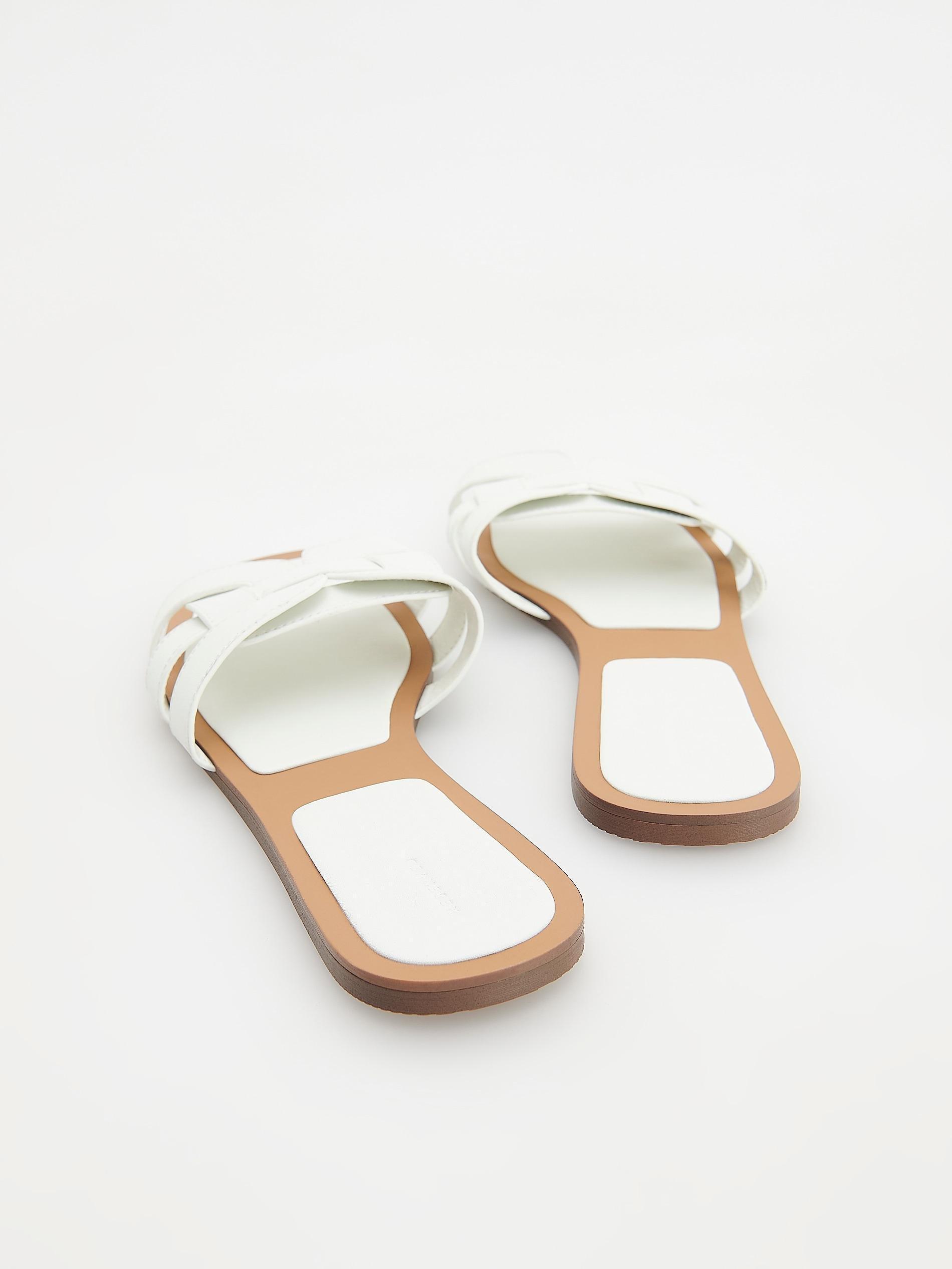White Square Toe Flat Slides, , large image number 6